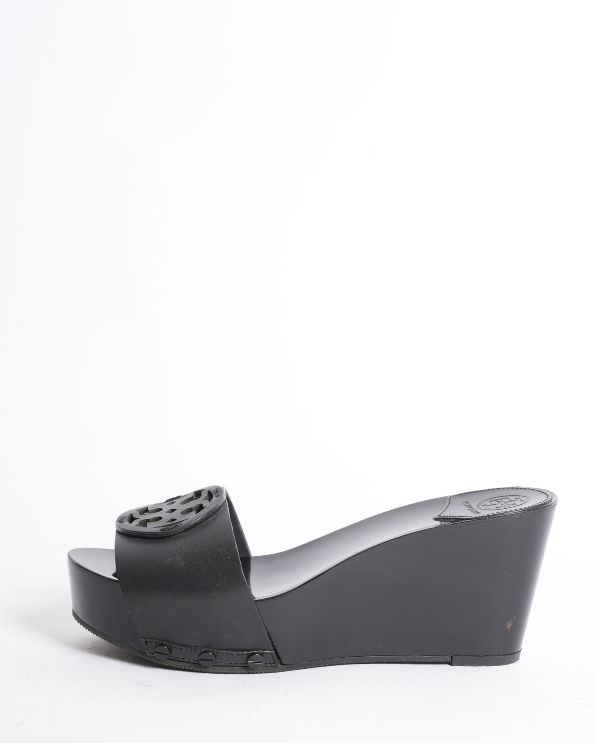 Tory Burch Black Slide Sandals with Logo Detail