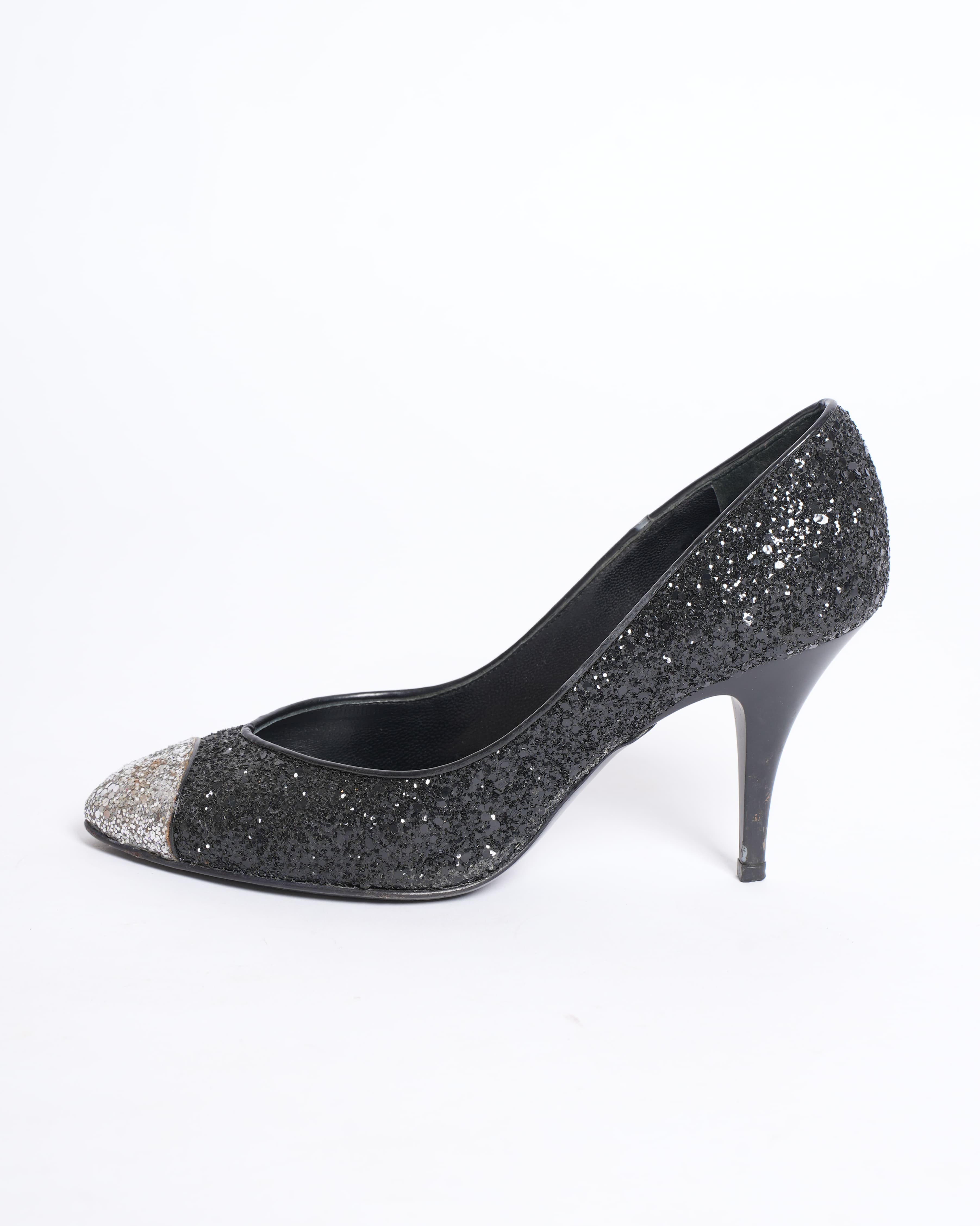 Giuseppe Zanotti Glitter Pumps in Black & Silver
