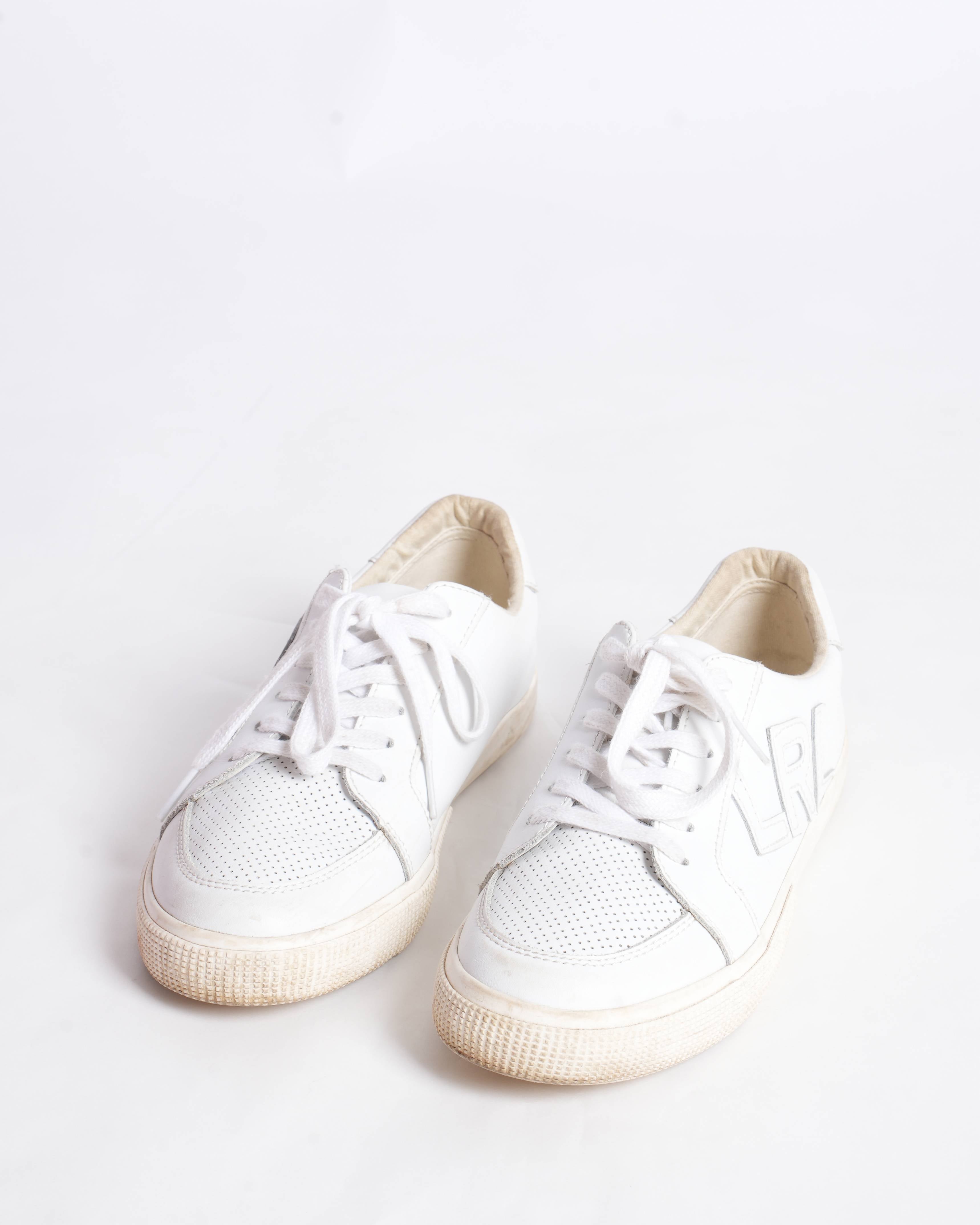 Ralph Lauren White Lace Up Sneakers