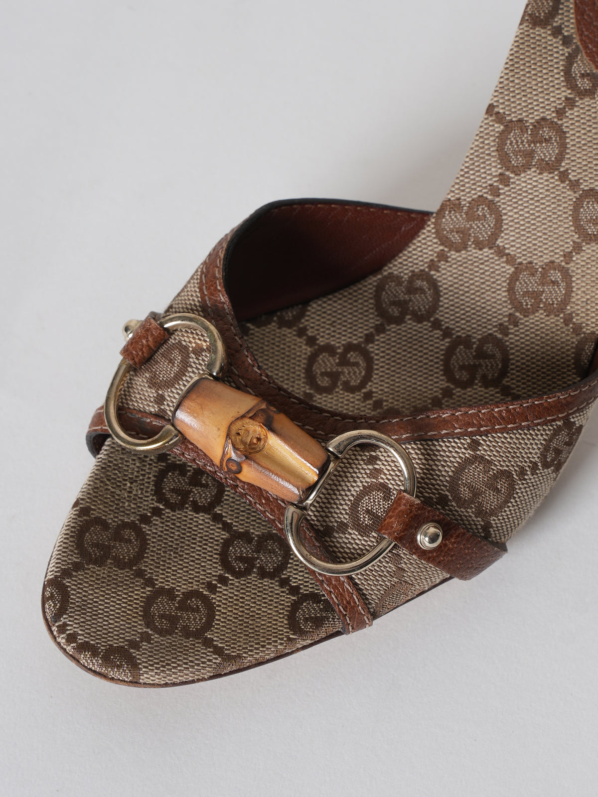 Gucci Monogram Canvas Bamboo Heels