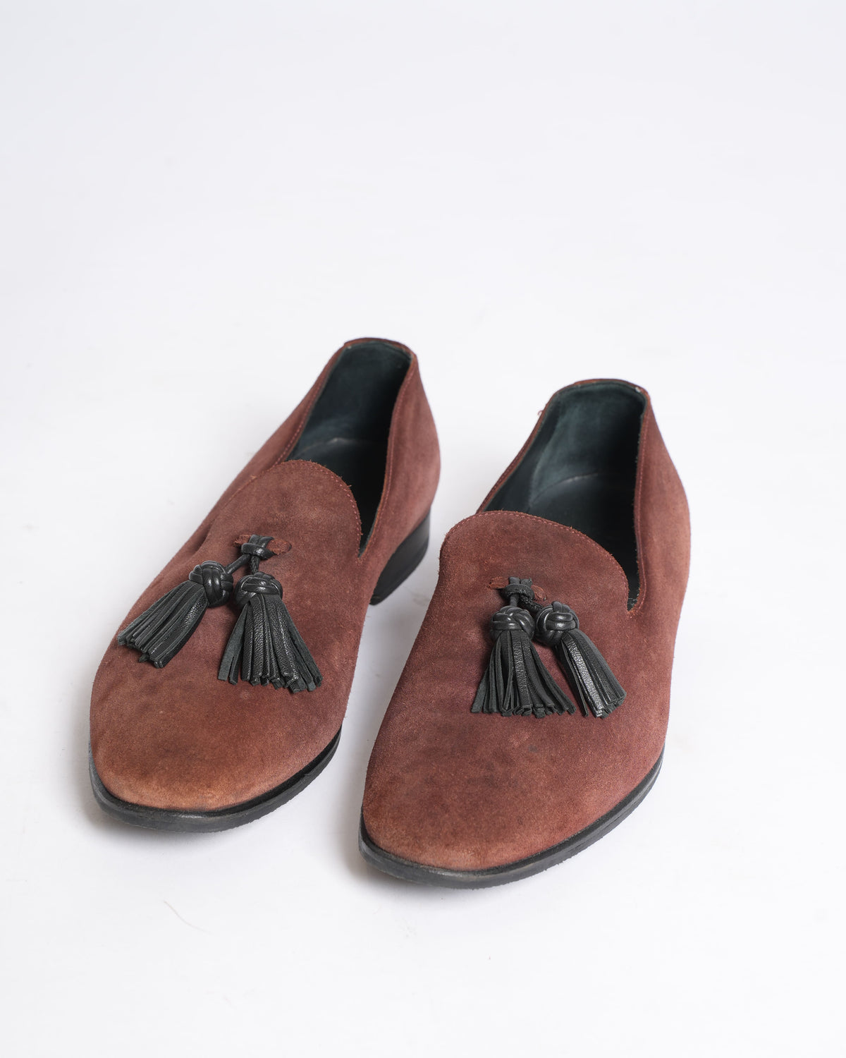 Burberry Velvet Tassel Slip-On Loafers in Maroon