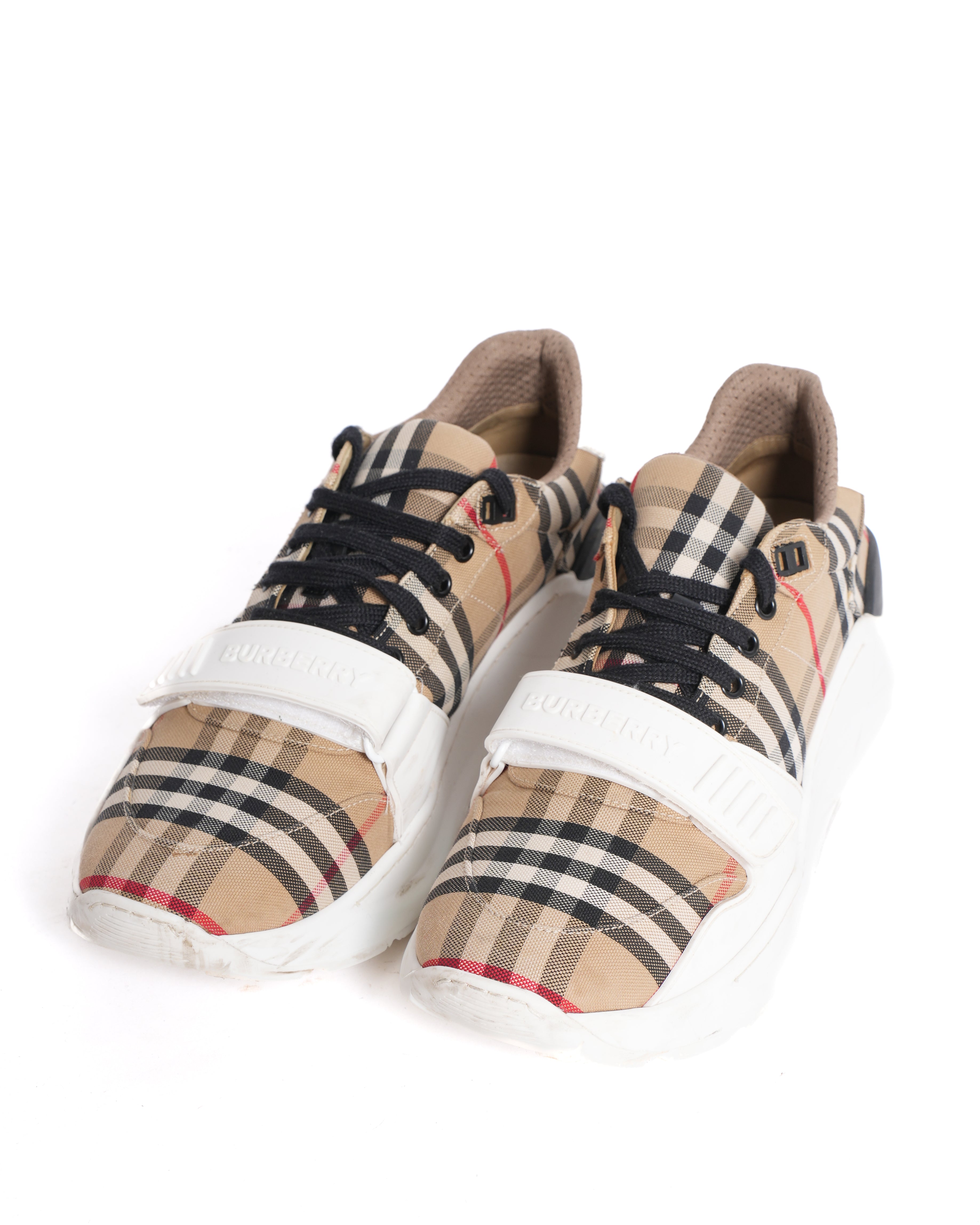 Burberry Vintage Check Low-Top Sneakers in Archive Beige with Logo Strap