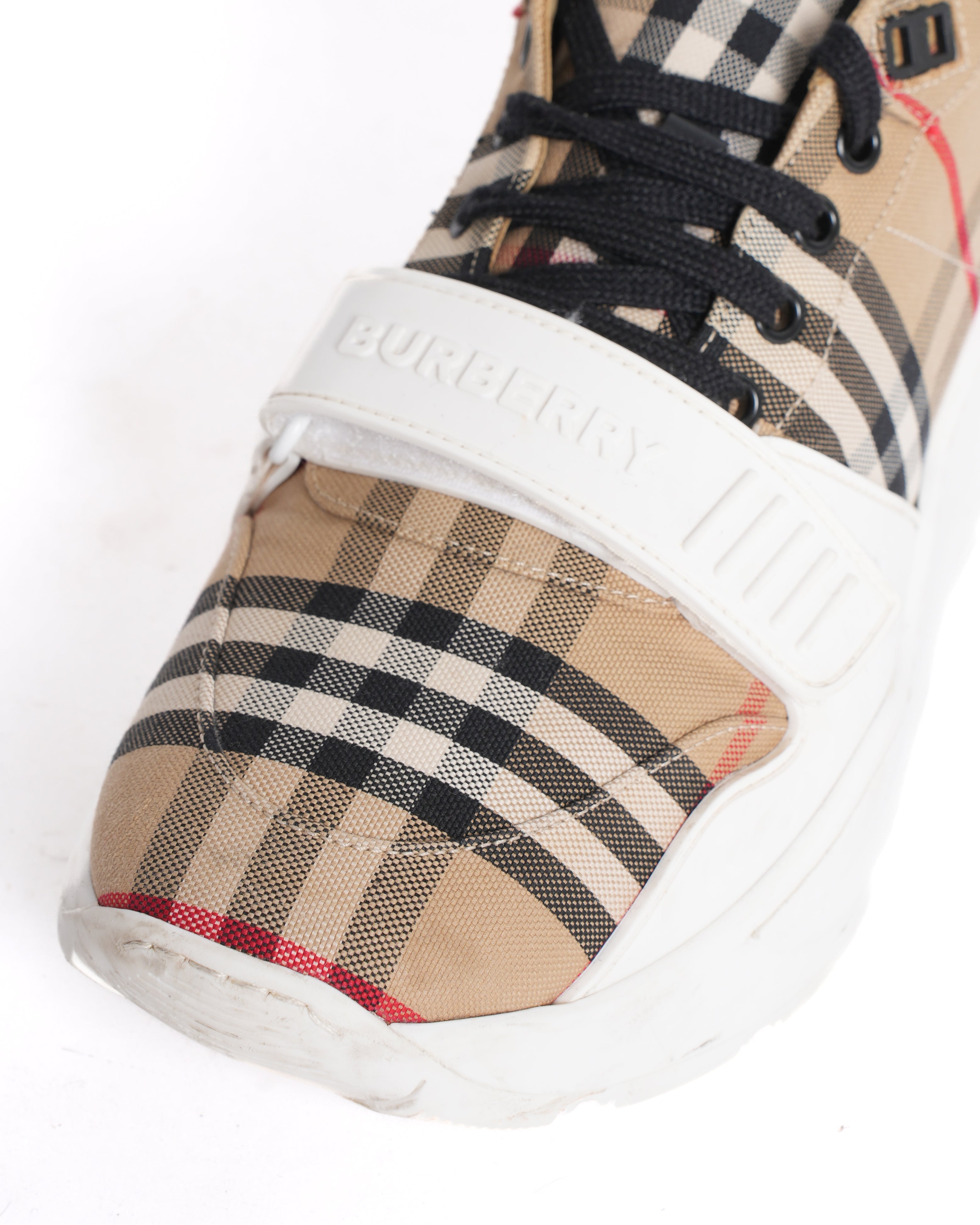 Burberry Vintage Check Low-Top Sneakers in Archive Beige with Logo Strap