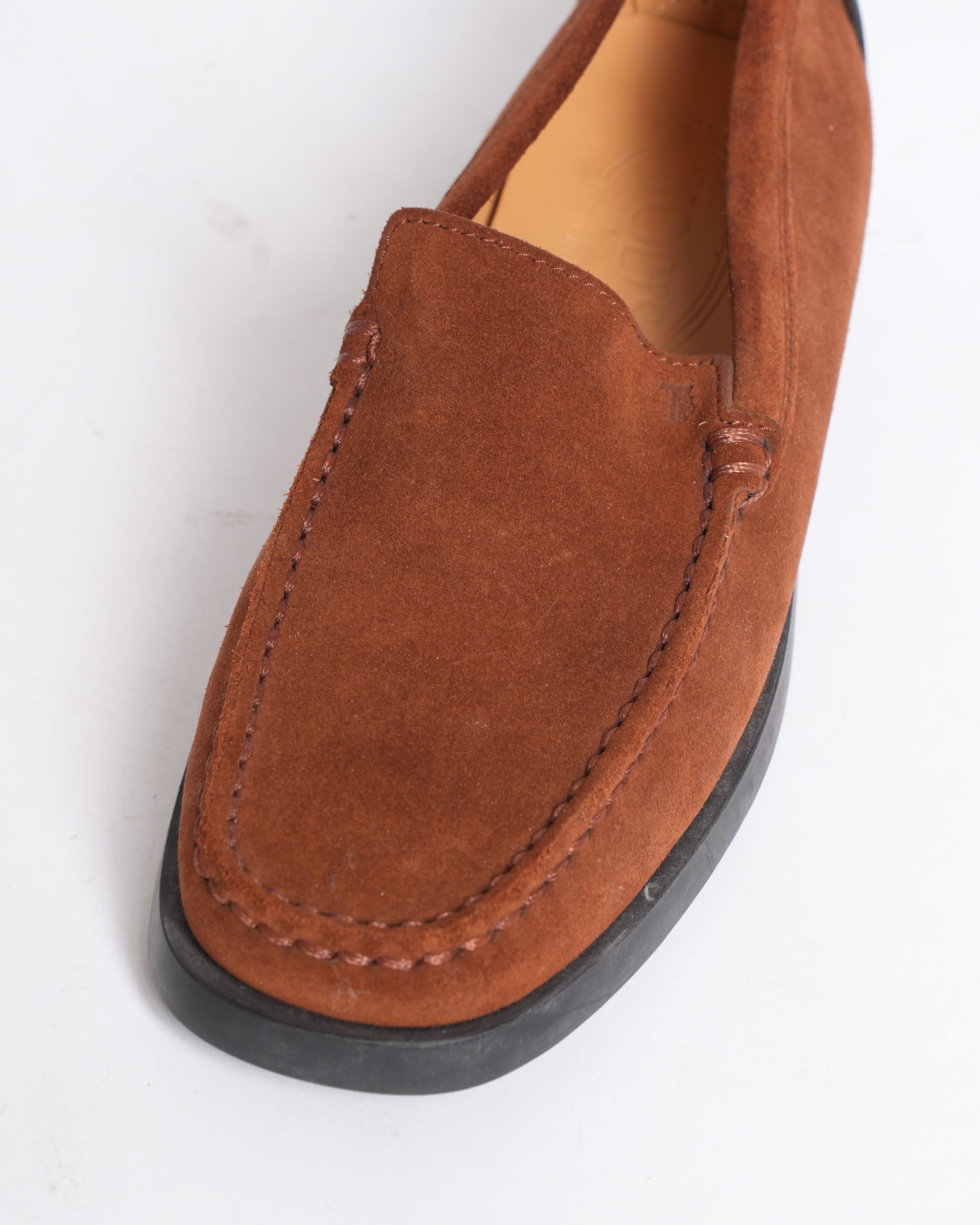 New Tod's brown slip-on suede loafers