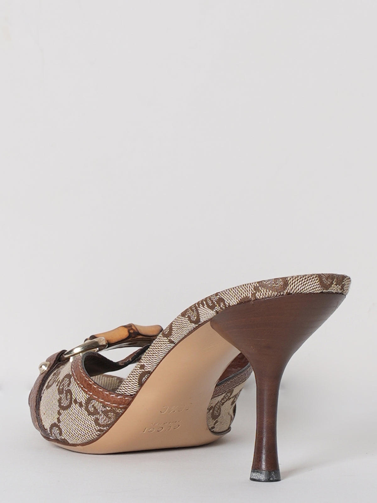 Gucci Monogram Canvas Bamboo Heels