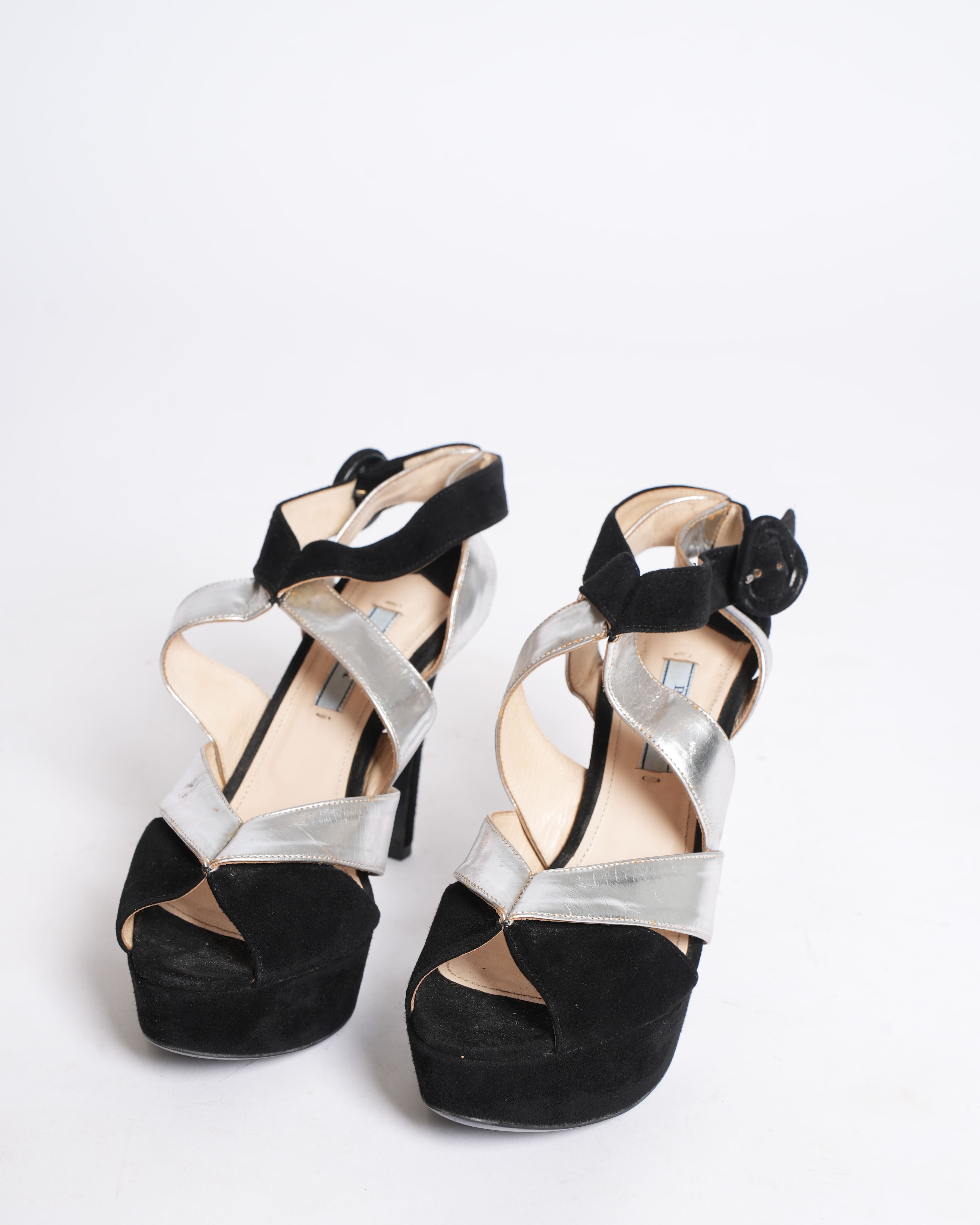 Prada Black Strappy Heels