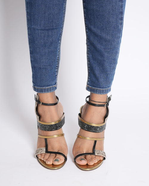 New Sergio Rossi Rhinestone Heels with Ankle Strap Closure