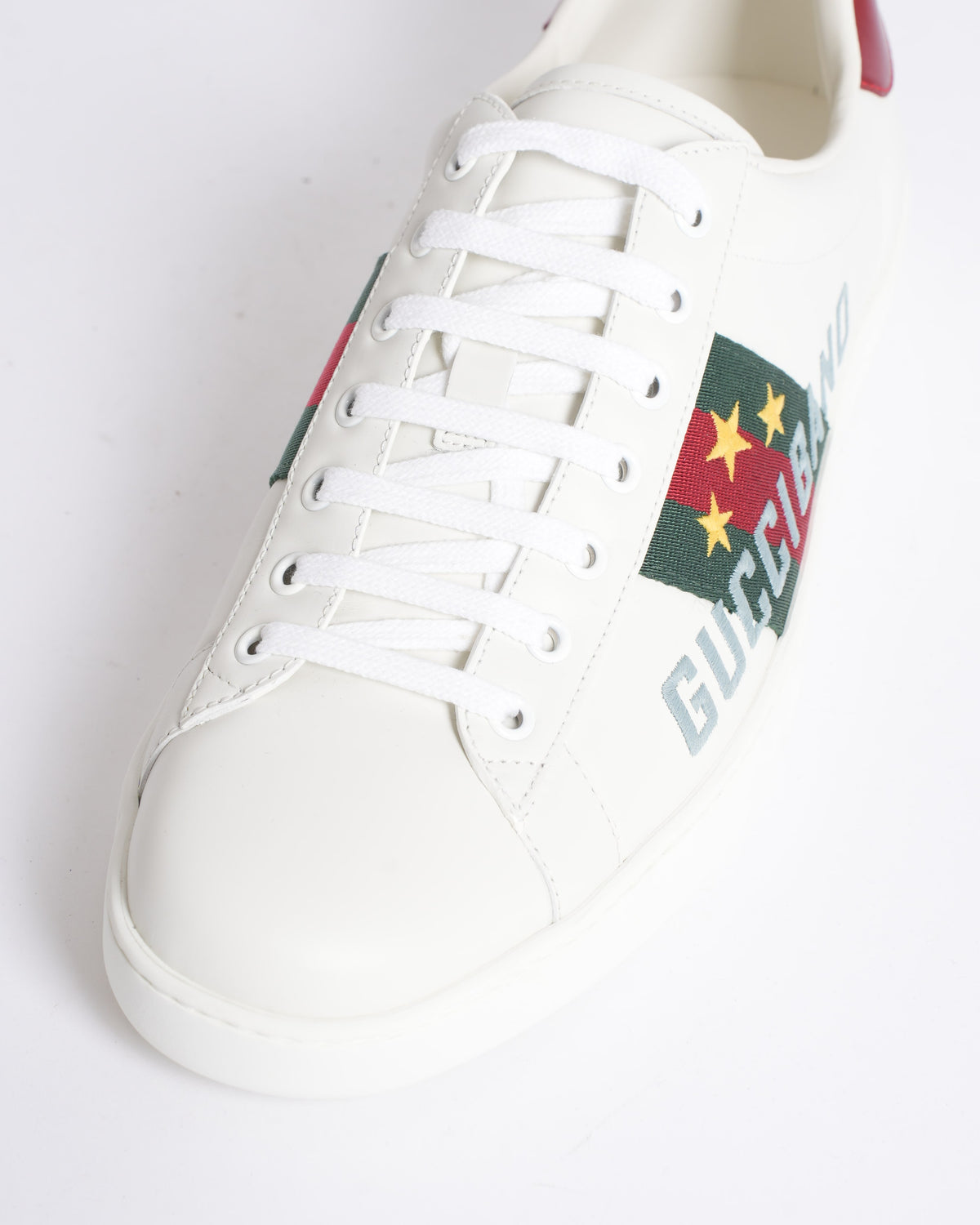 New Gucci white leather gucci band embroidery ace sneakers