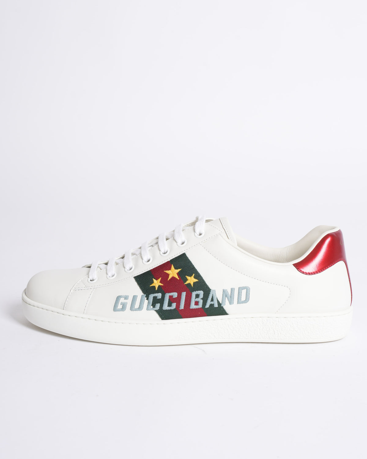 New Gucci white leather gucci band embroidery ace sneakers