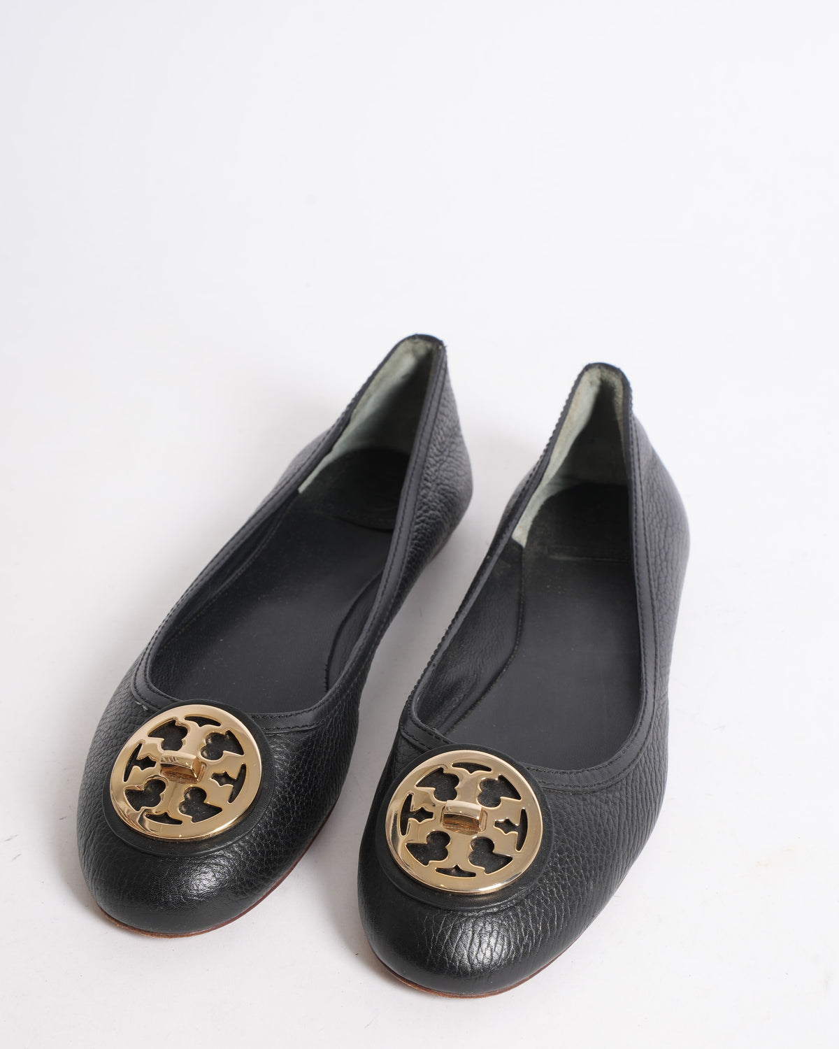 Tory Burch Black Leather Flat Shoes