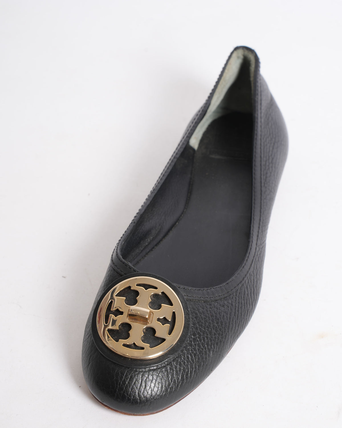 Tory Burch Black Leather Flat Shoes
