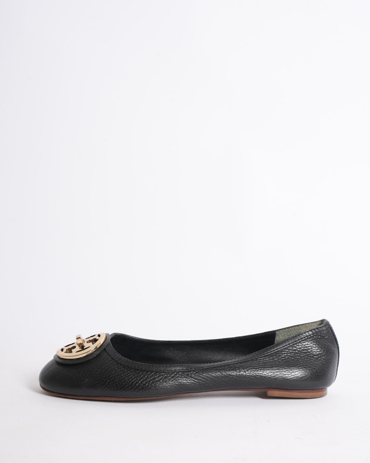 Tory Burch Black Leather Flat Shoes