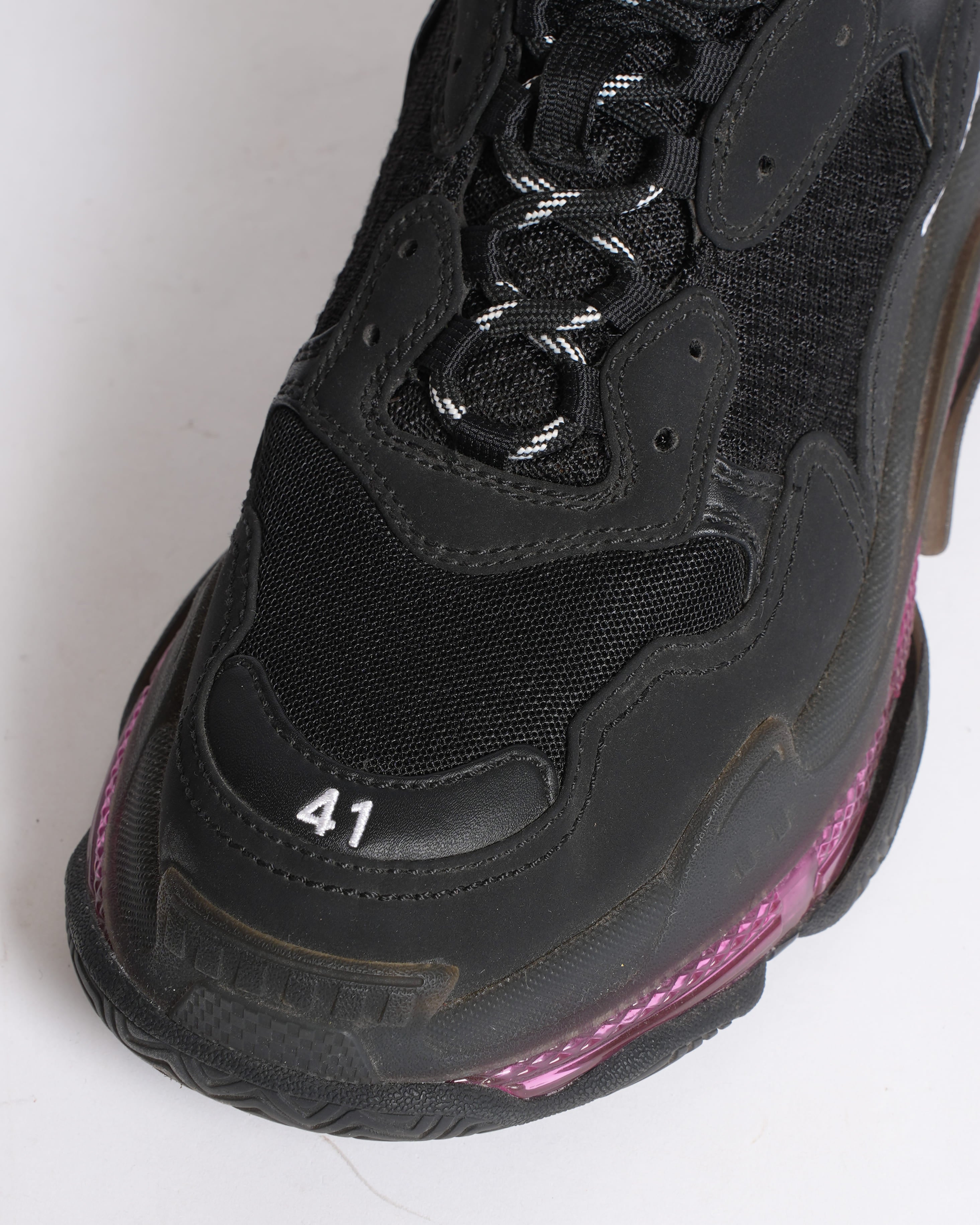 Balenciaga Triple S Clear Sole Black & Pink Mesh Shoes