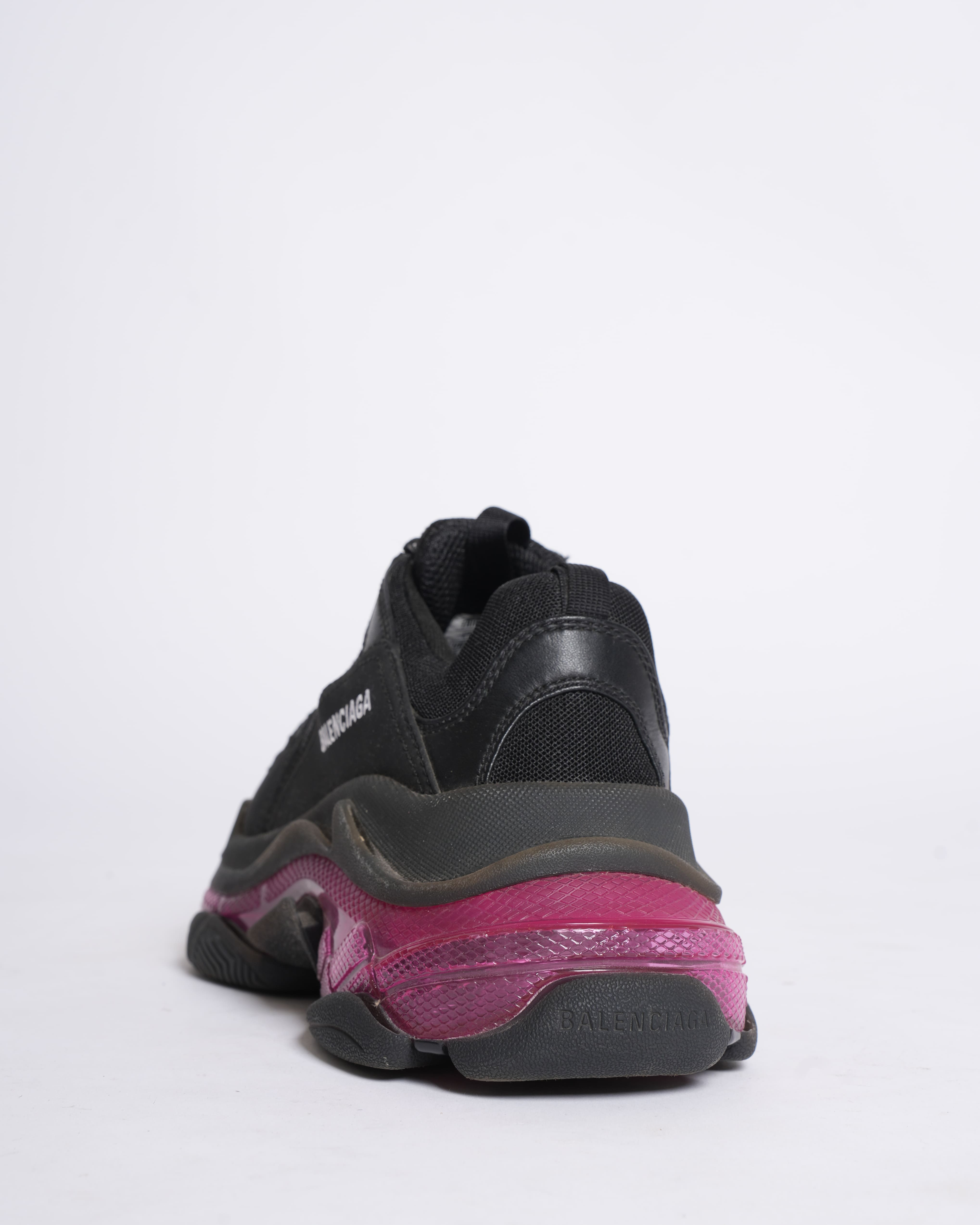 Balenciaga Triple S Clear Sole Black & Pink Mesh Shoes