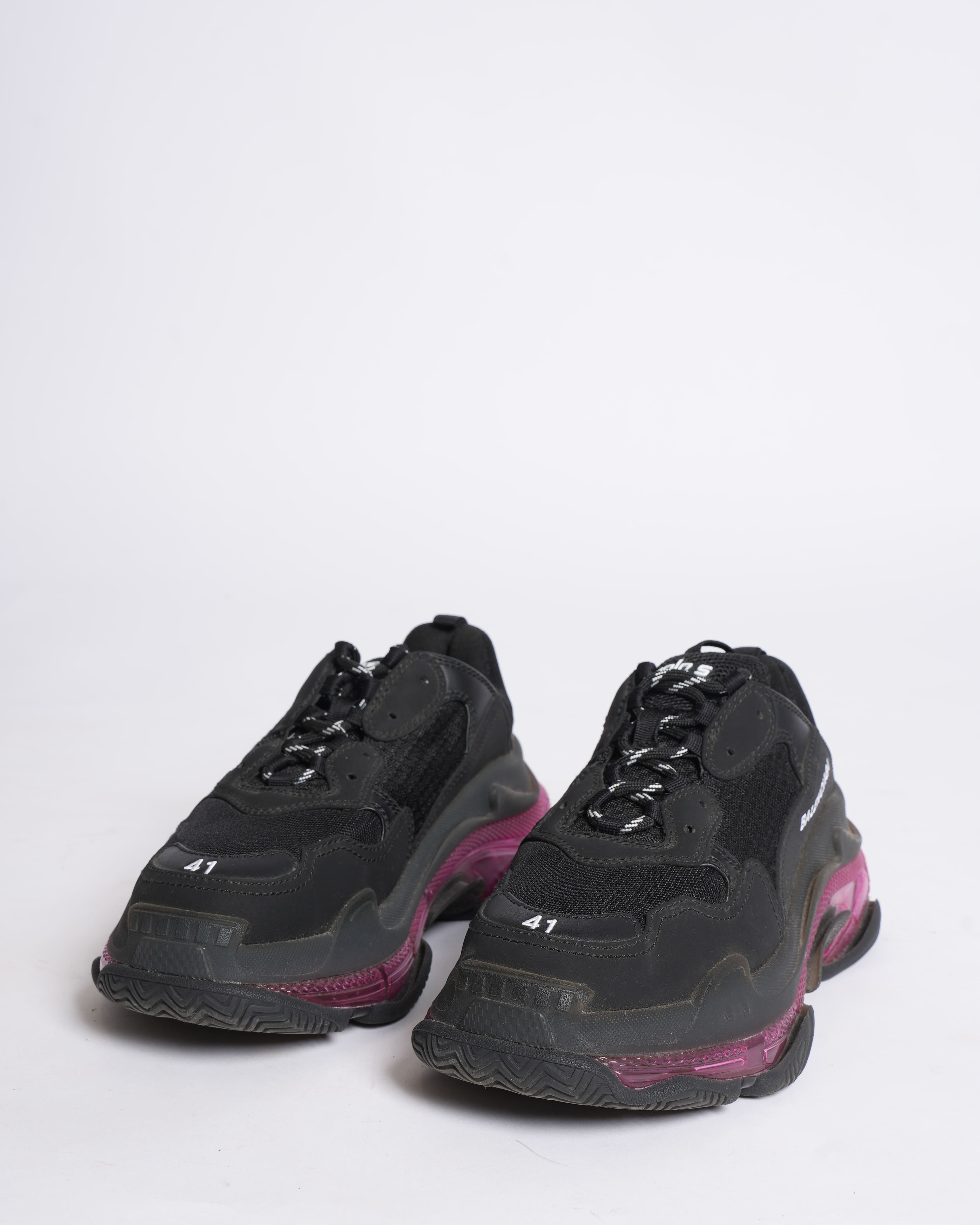 Balenciaga Triple S Clear Sole Black & Pink Mesh Shoes