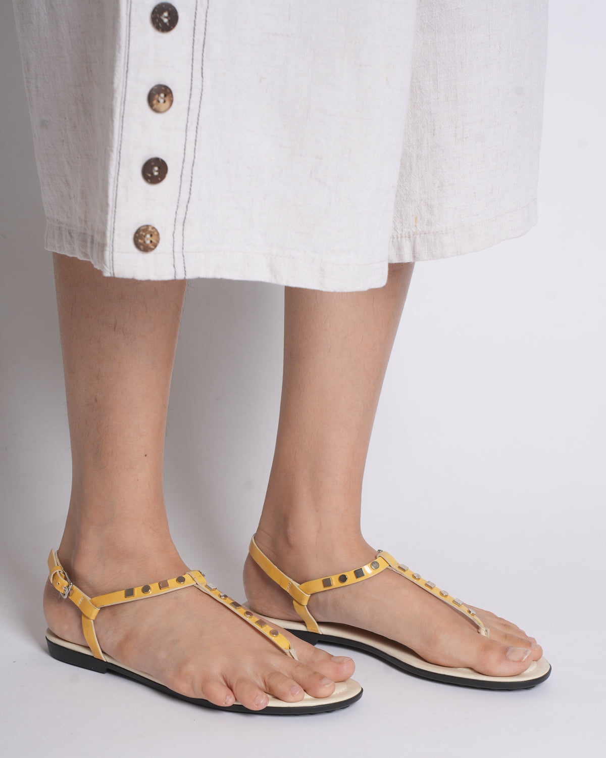 Tod's  yelllow leather studded Sandals