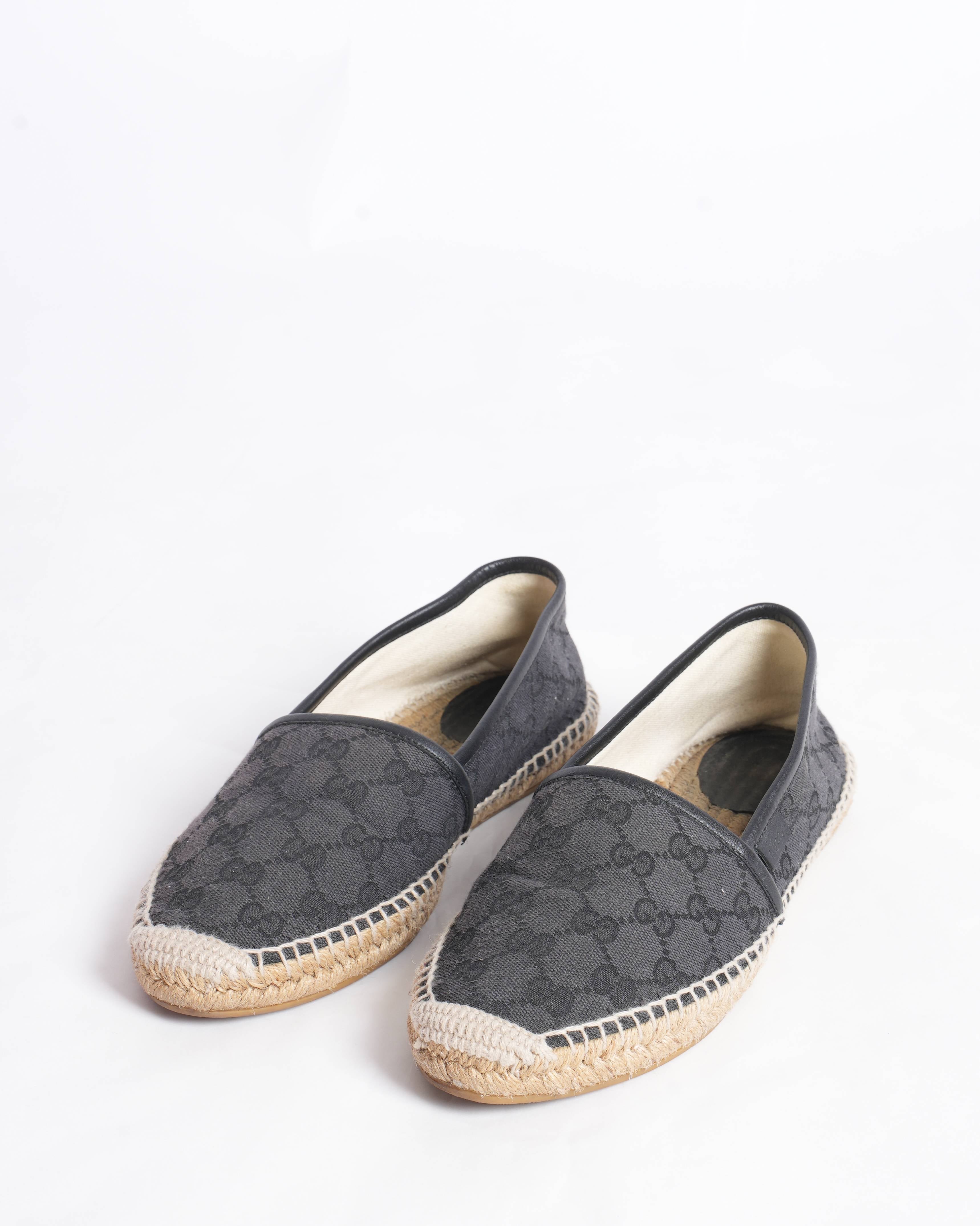 Gucci Black GG Canvas and Leather 
espadrilles