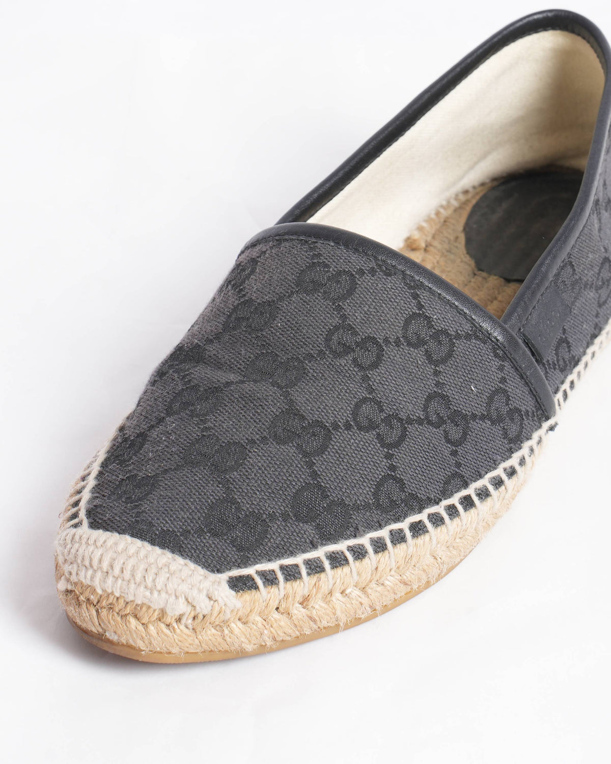 Gucci Black GG Canvas and Leather 
espadrilles