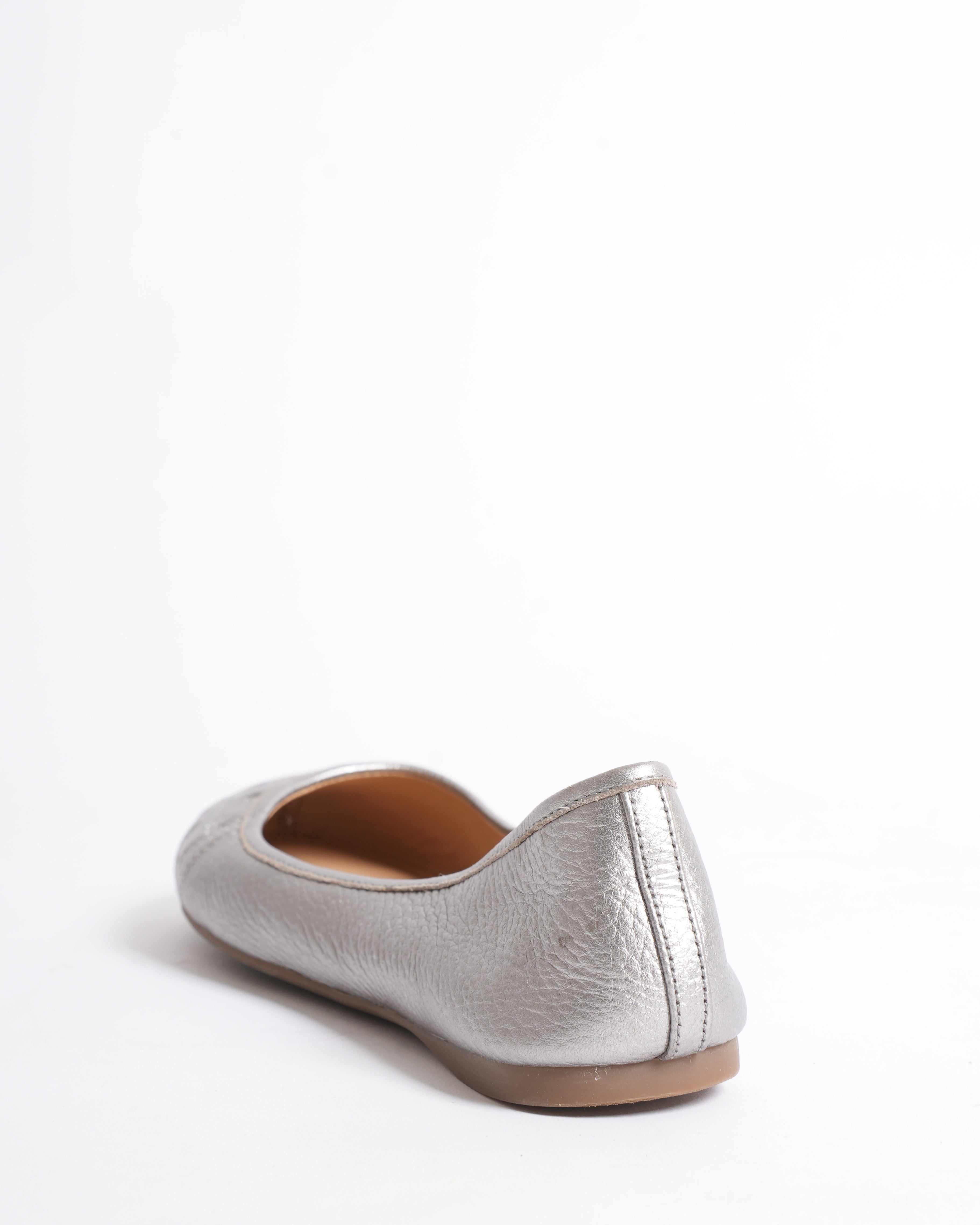 Tory Burch Ballet Flats In Silver Tone With Quilted Logo