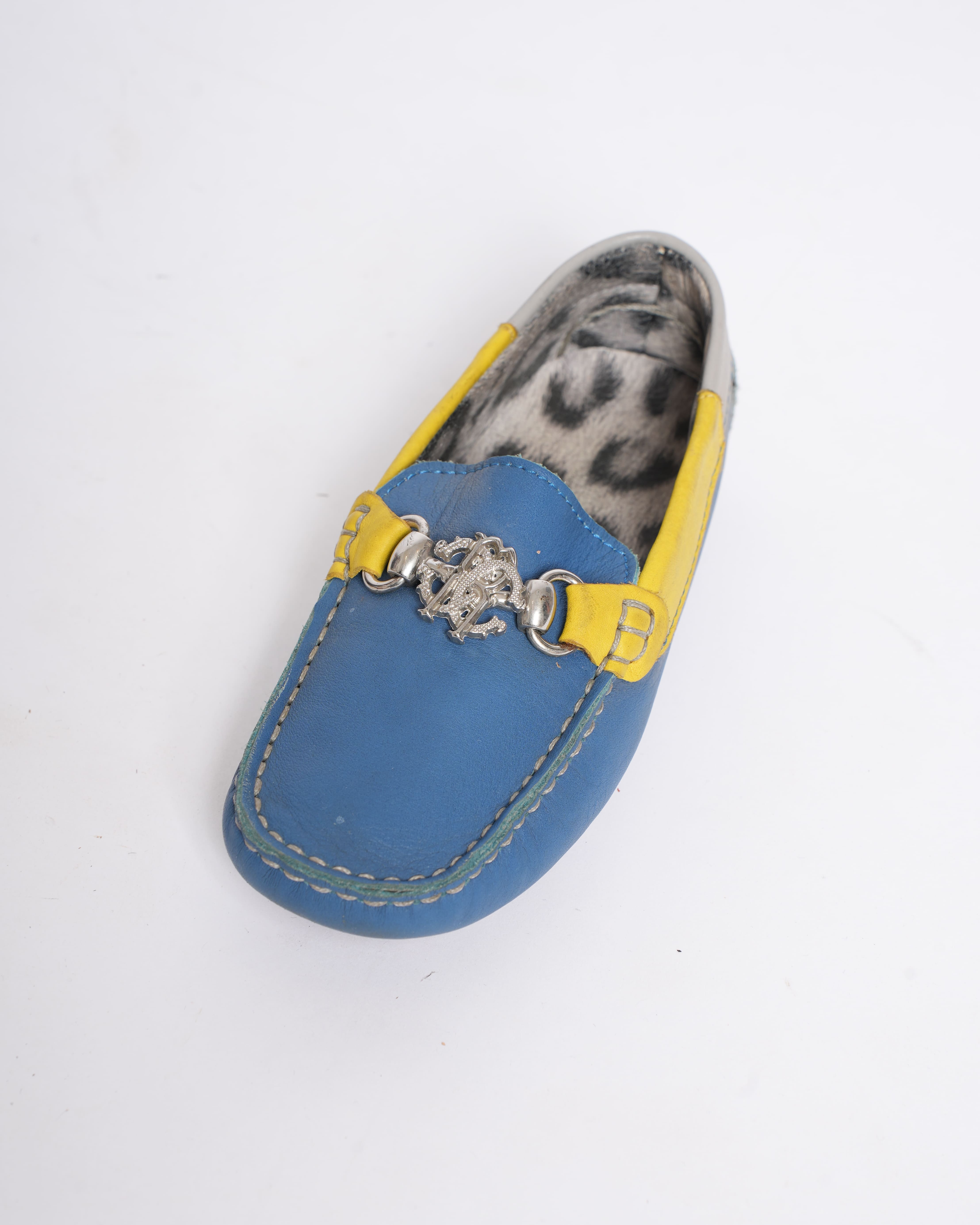 Roberto Cavalli Boys Loafers in Blue & Yellow