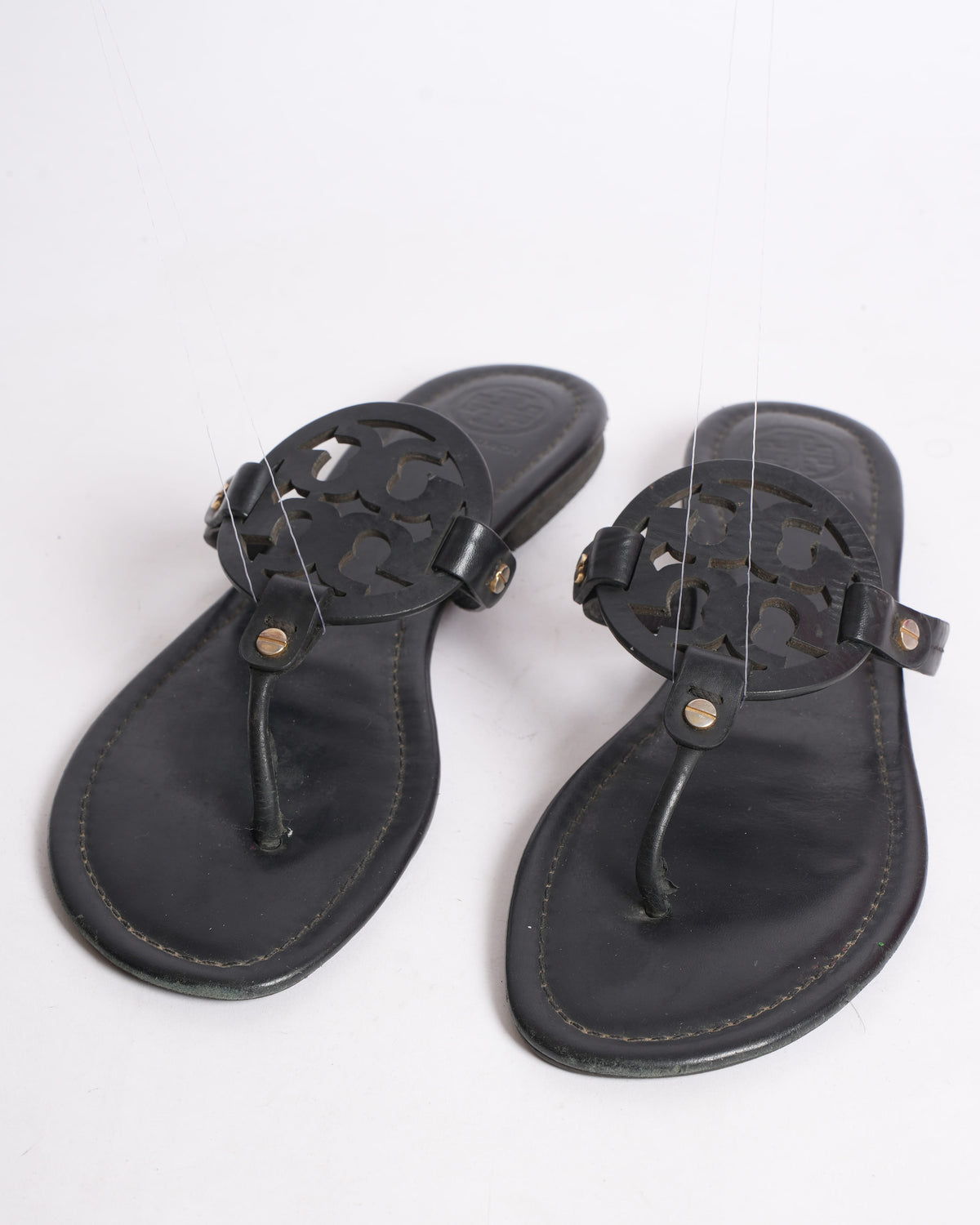 Tory Burch Logo Flats In Black