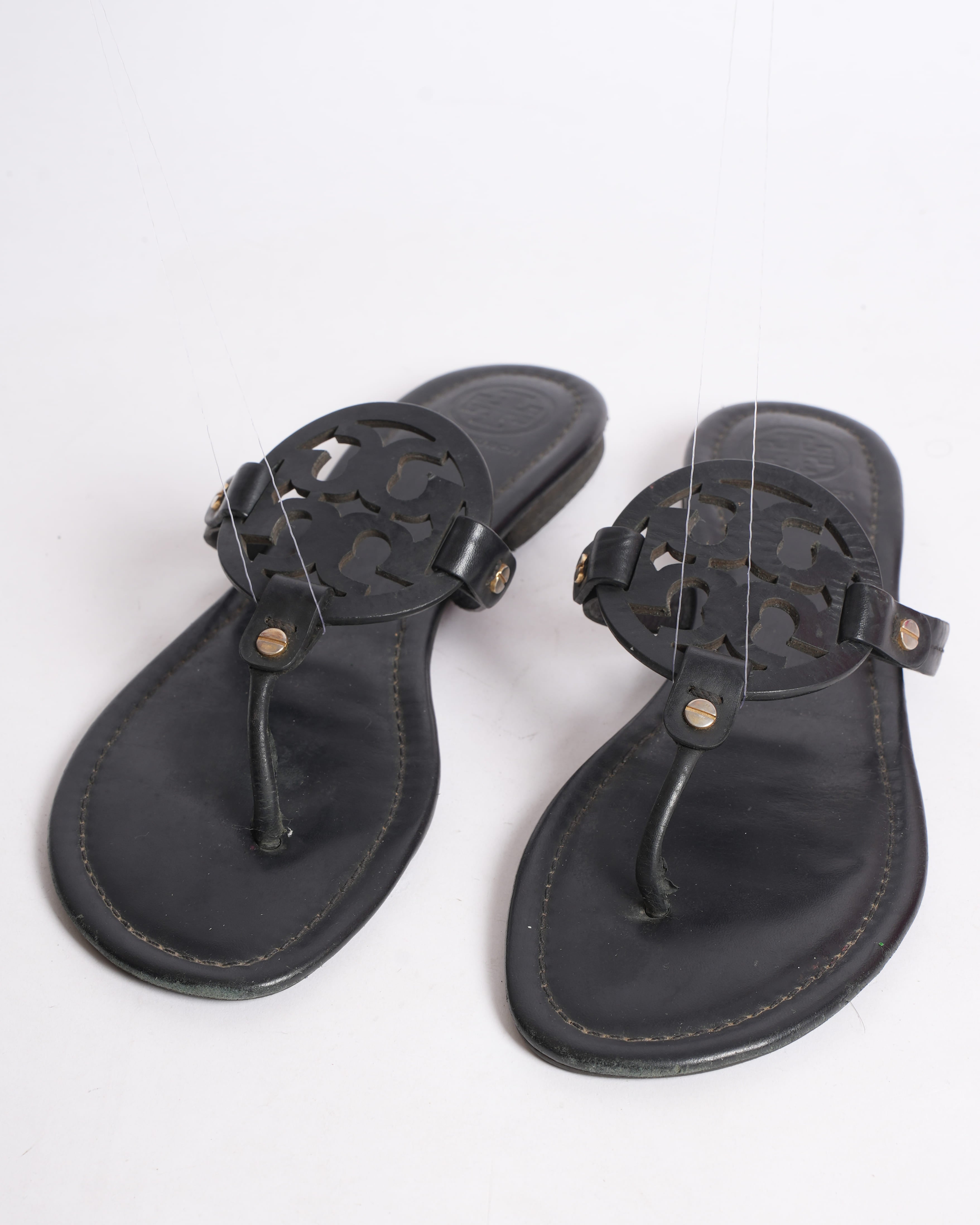 Tory Burch Logo Flats In Black