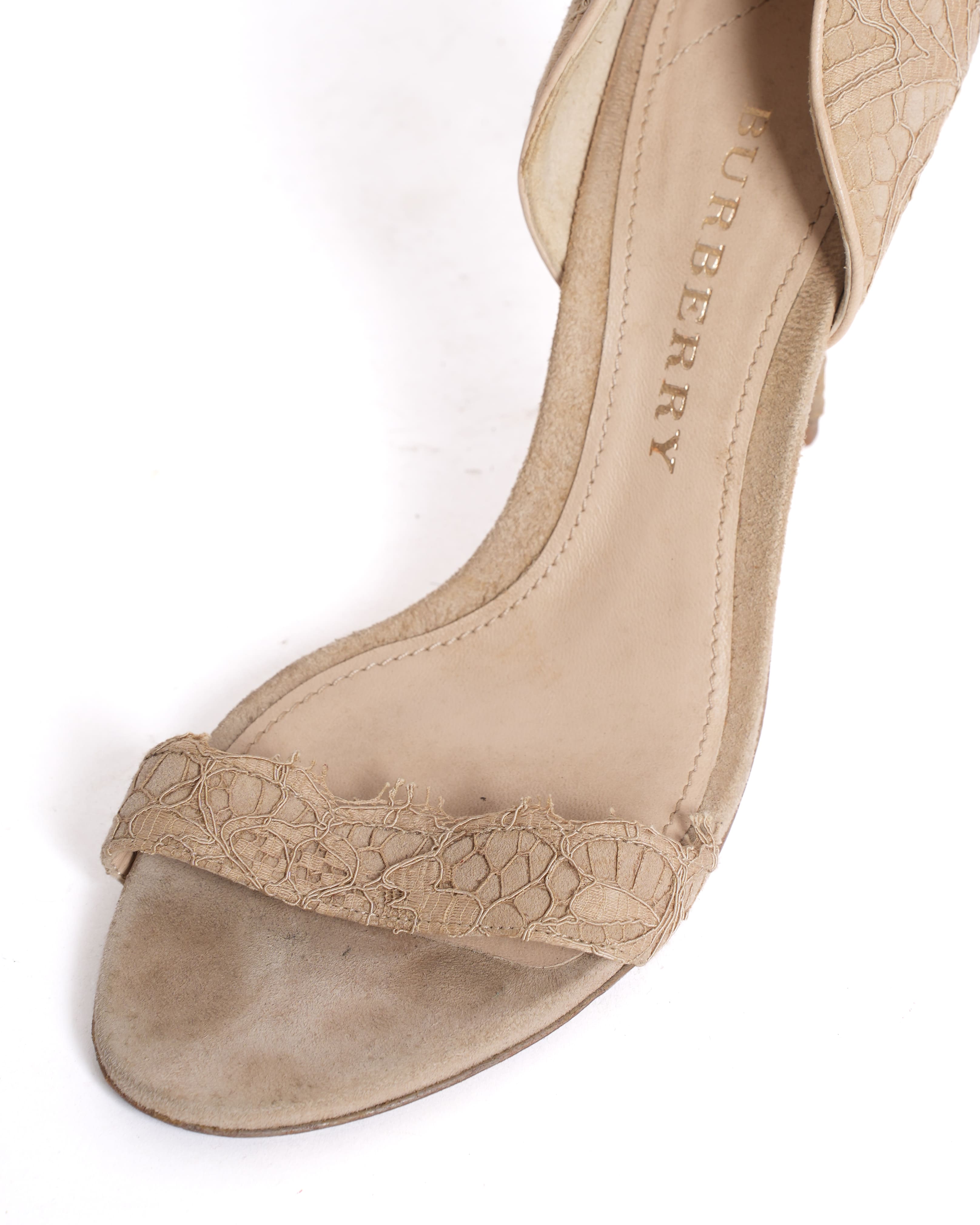 Burberry Lace Detail Heels In Beige
