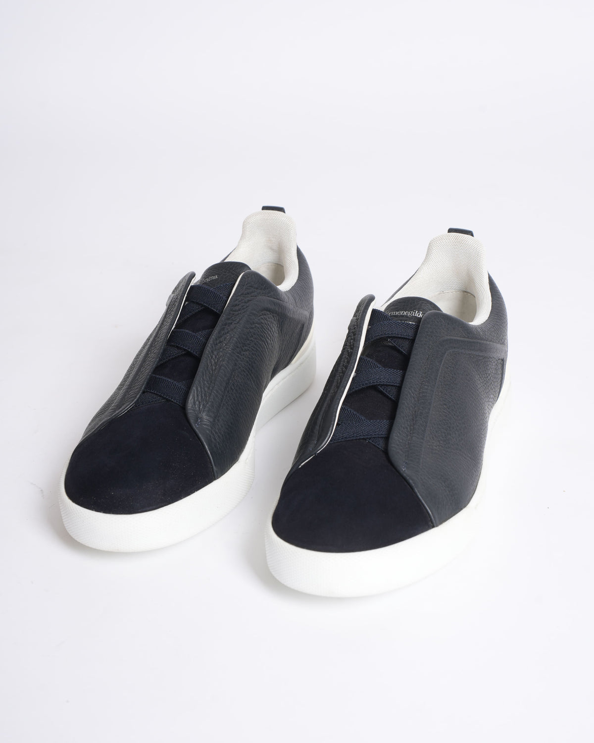 New Ermenegildo Zegna Leather and Suede Triple Stitch Men's Sneakers