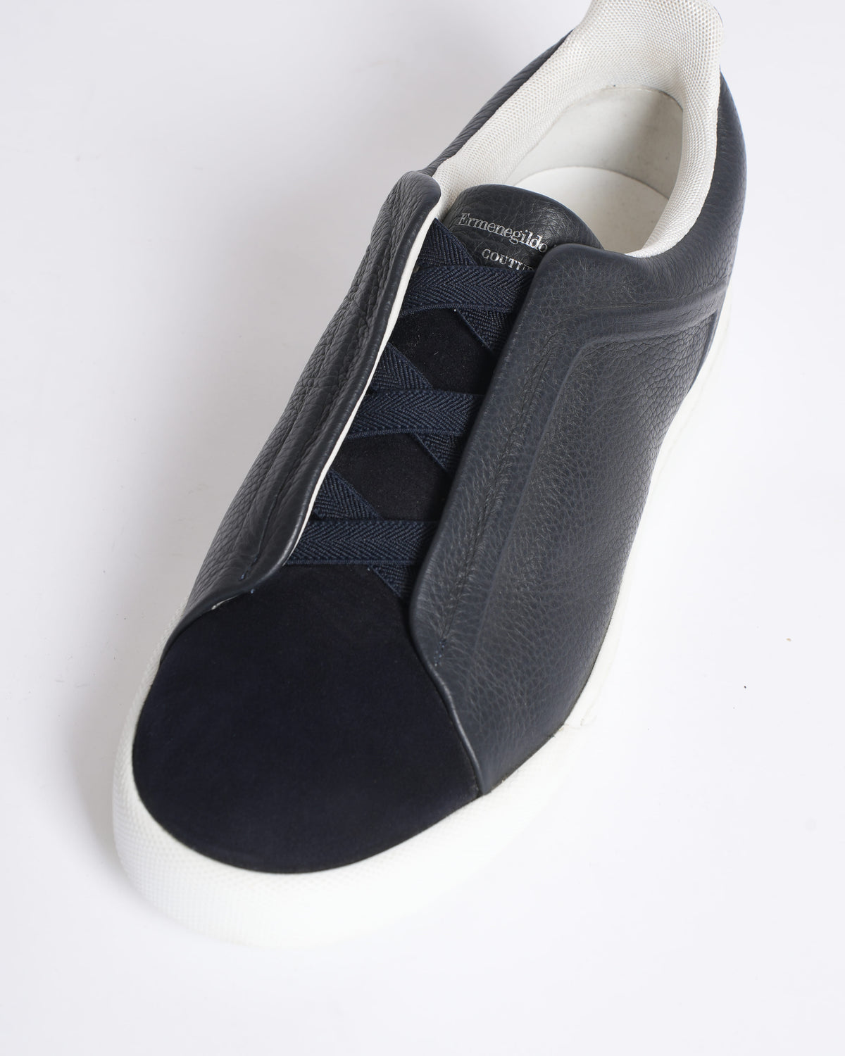 New Ermenegildo Zegna Leather and Suede Triple Stitch Men's Sneakers