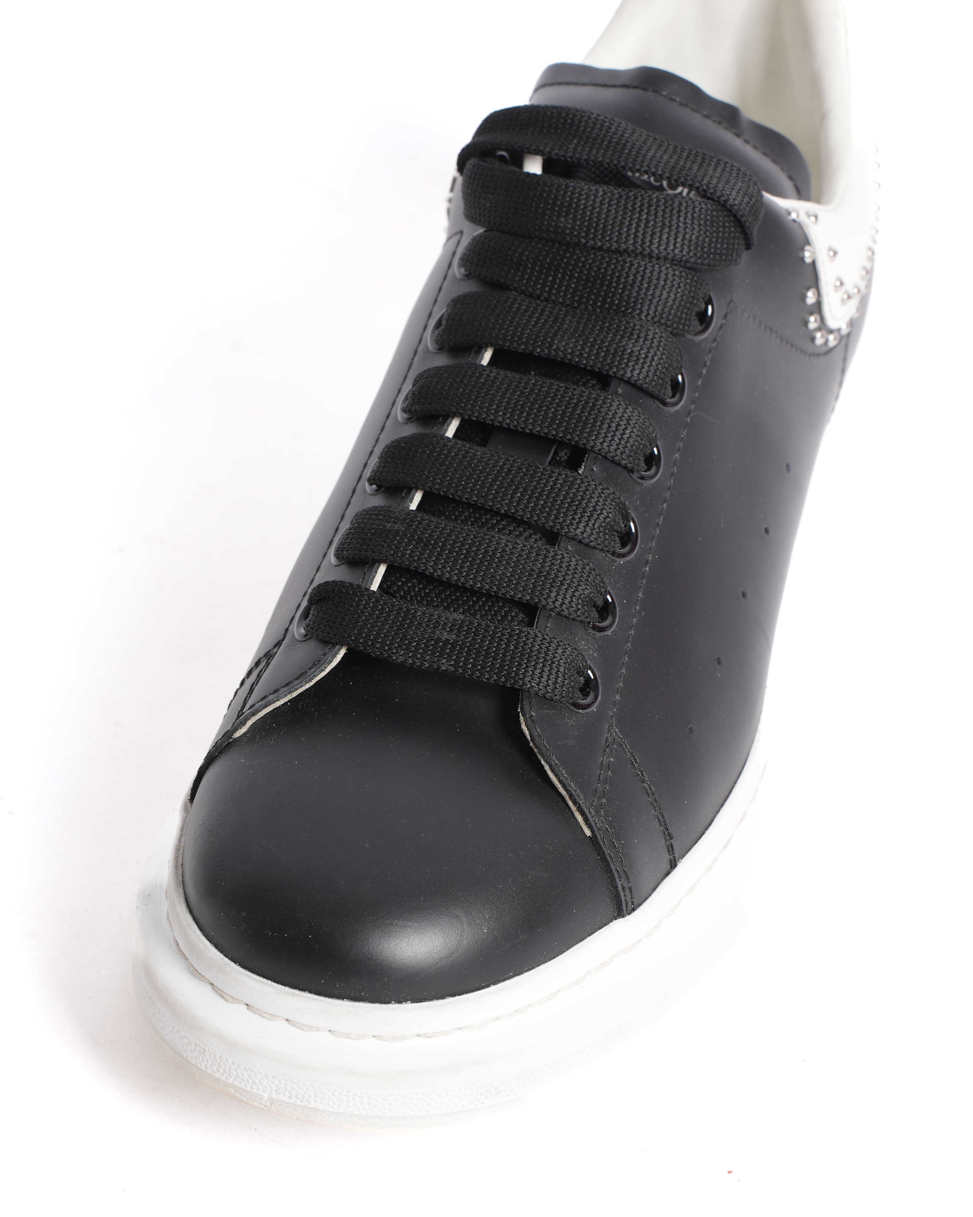 Alexander McQueen Round Toe Men’s Sneakers in Black & White