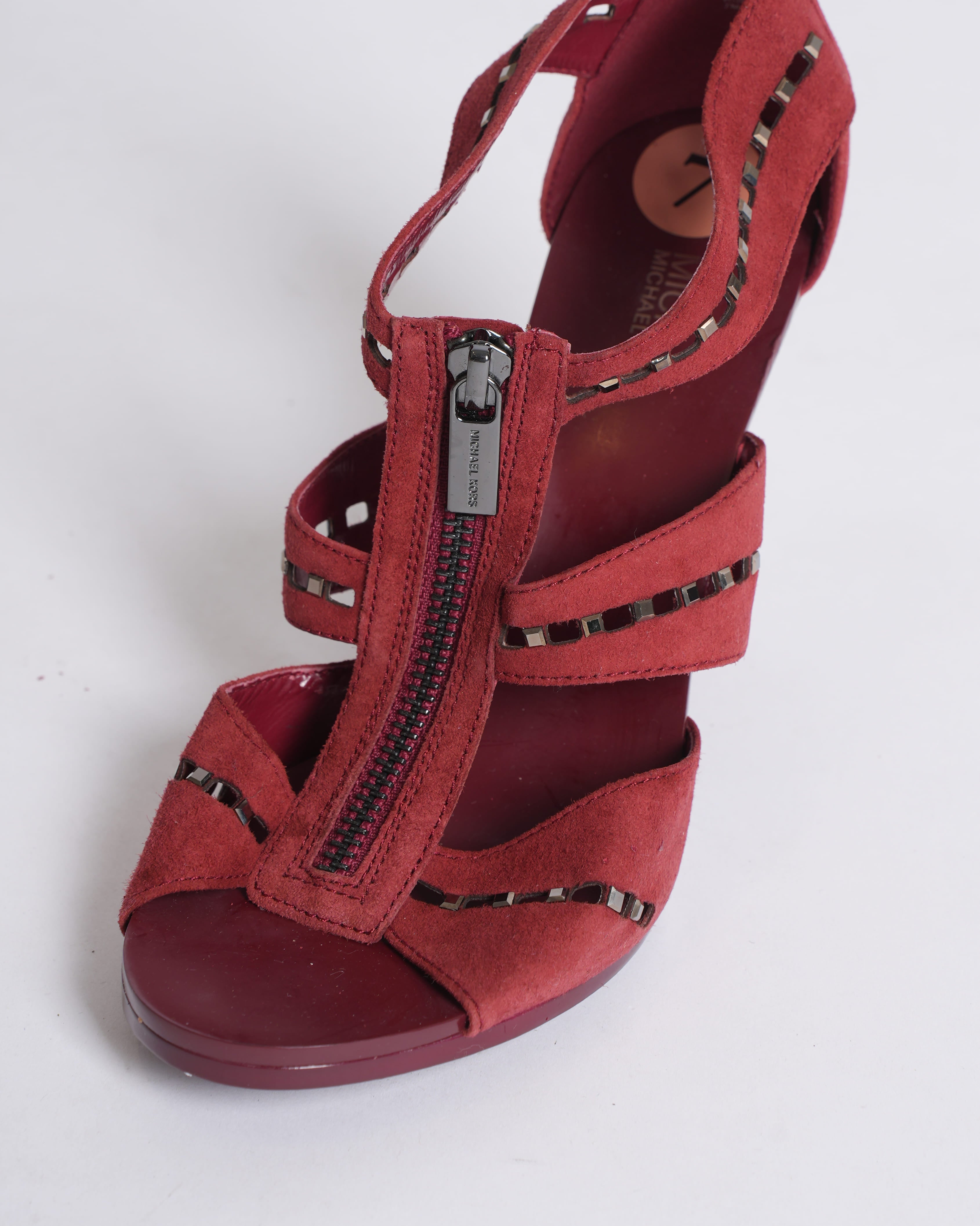 New Michael Kors Zip-Up Suede Cut-Out Heels