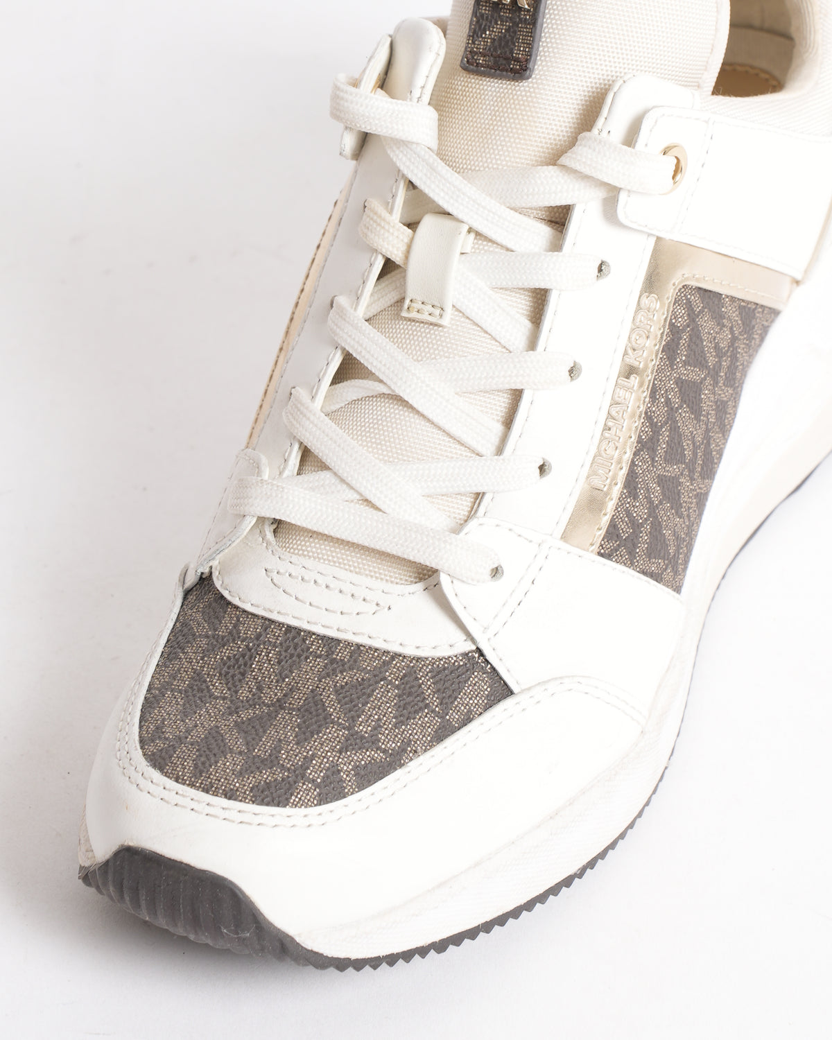 Michael Kors Monogram Women’s Sneakers in White & Brown