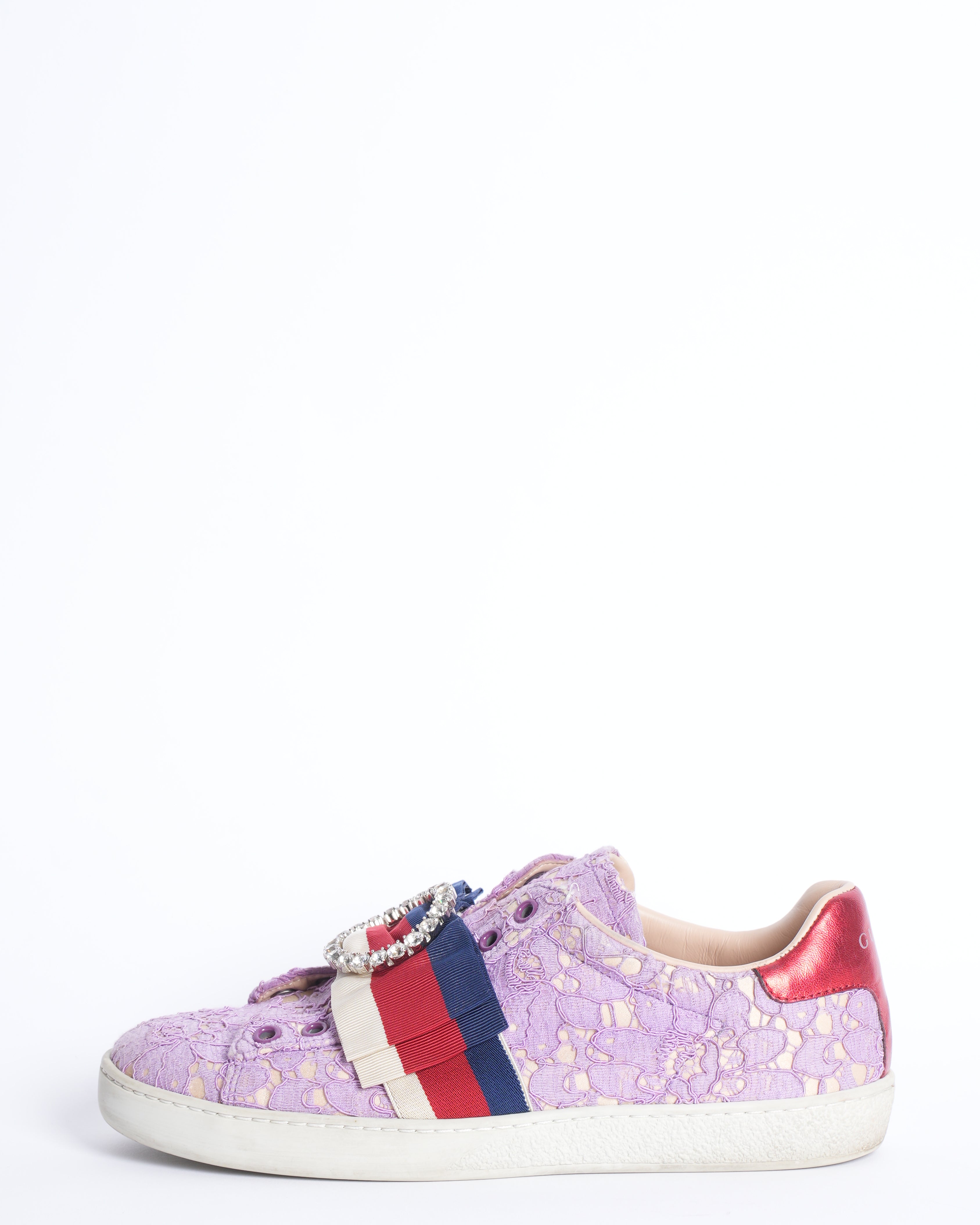 Gucci Ace Pink Floral Print Slip On Low Top Sneakers