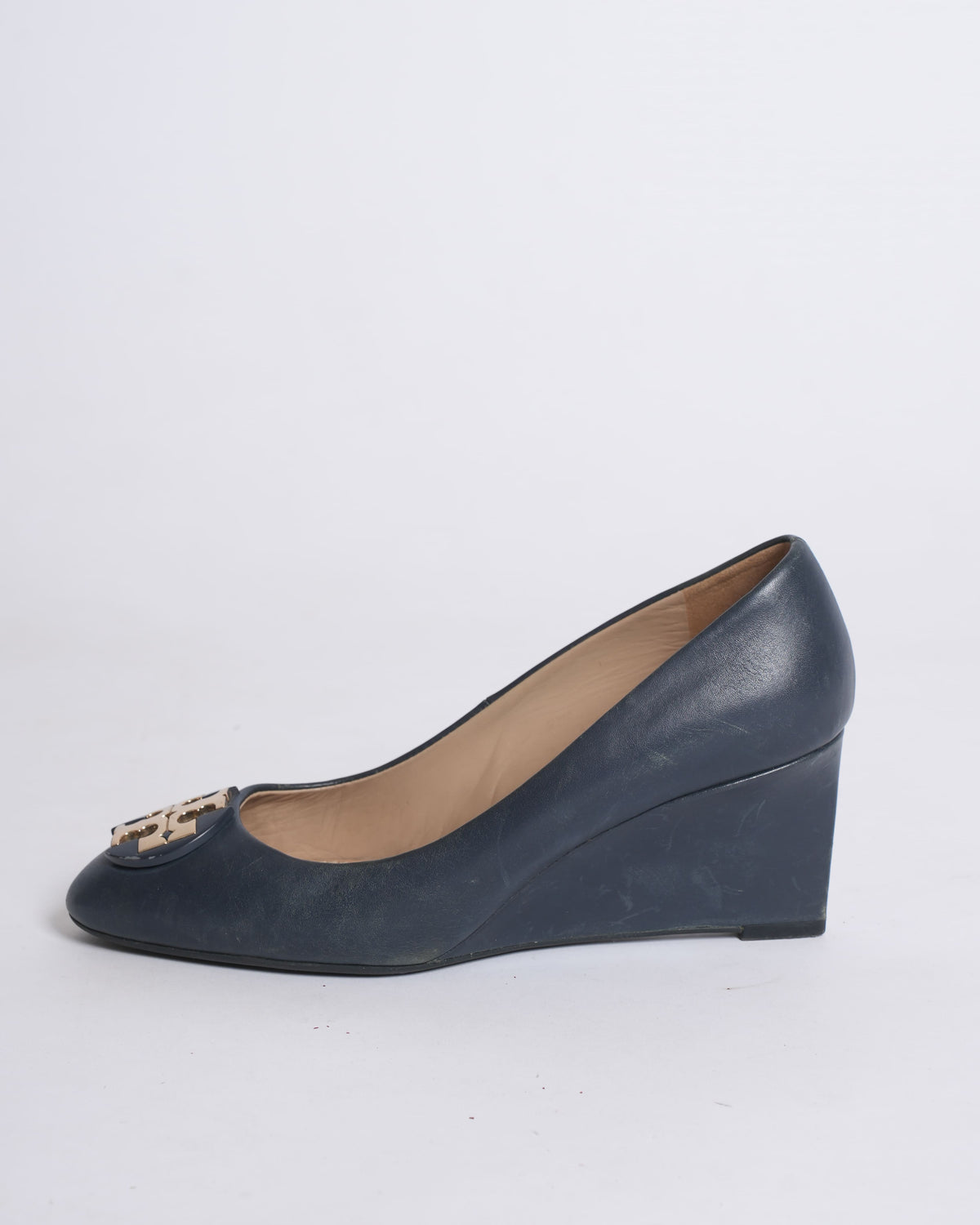 Tory Burch Navy Blue Janey Block Heel Pumps