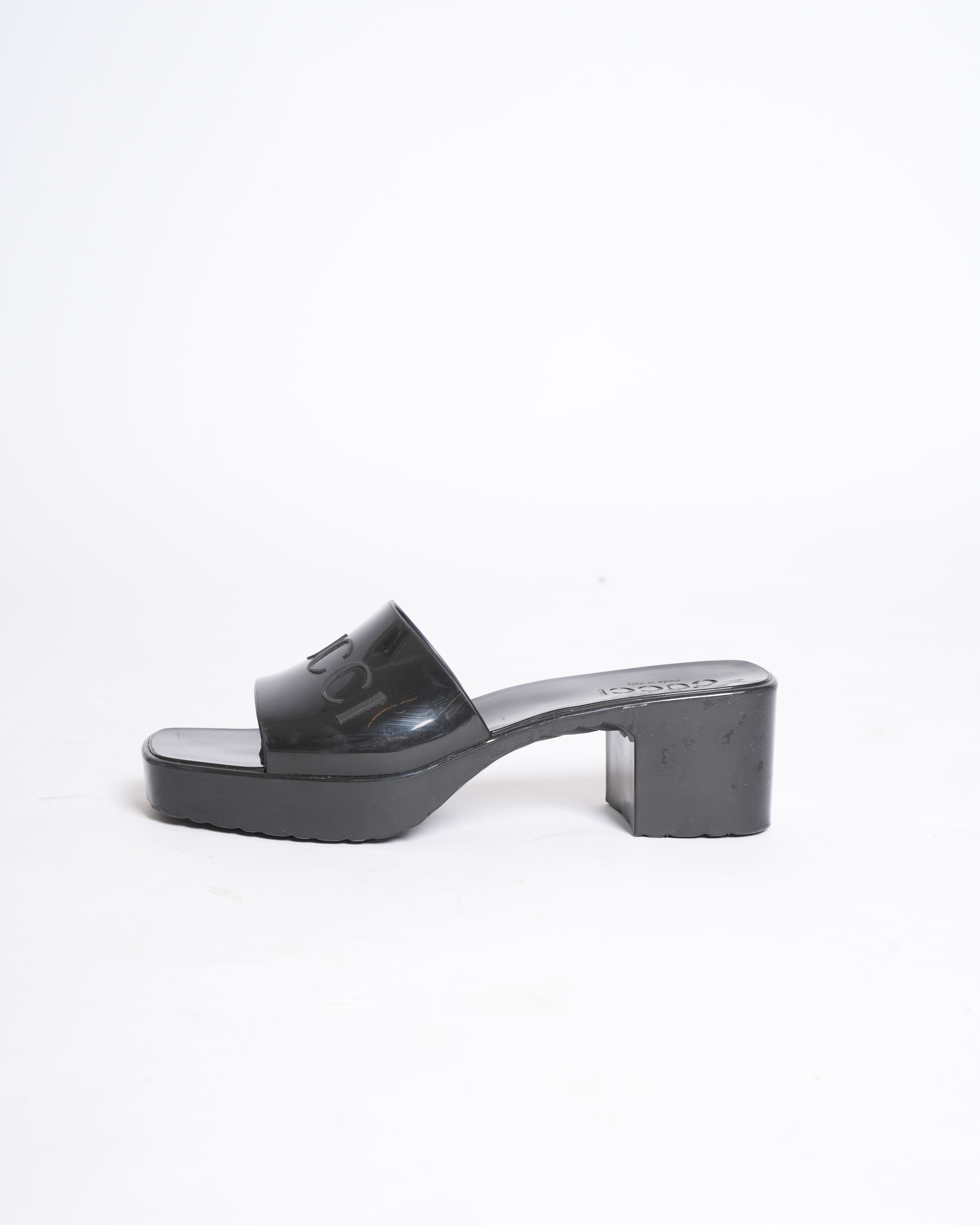 Gucci Black Block Heel Sandals