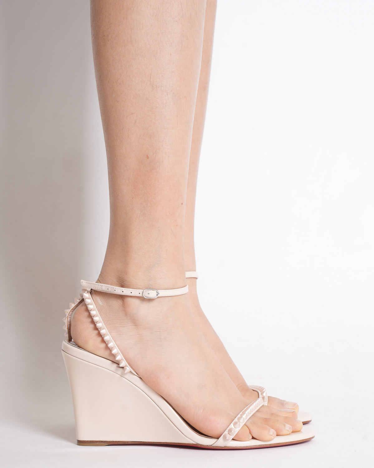 Christian Louboutin Spike Strappy Heels in Cream