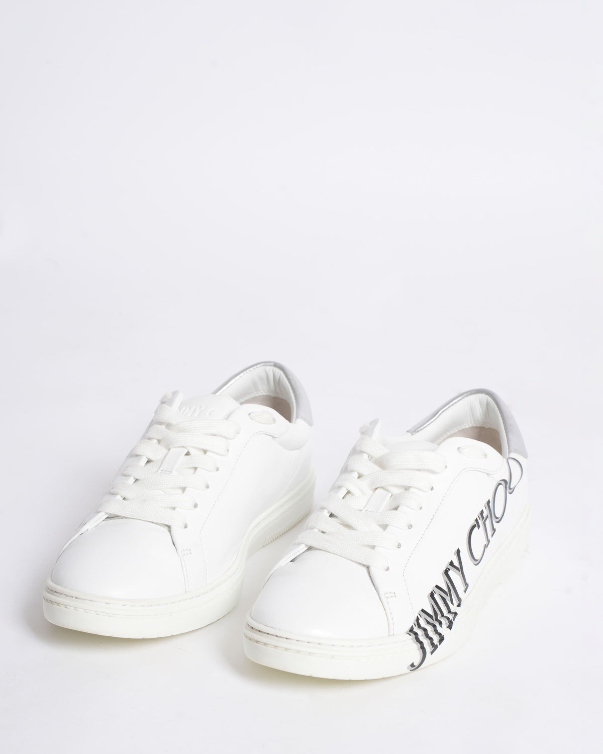 New Jimmy Choo White Lace-Up Sneaker