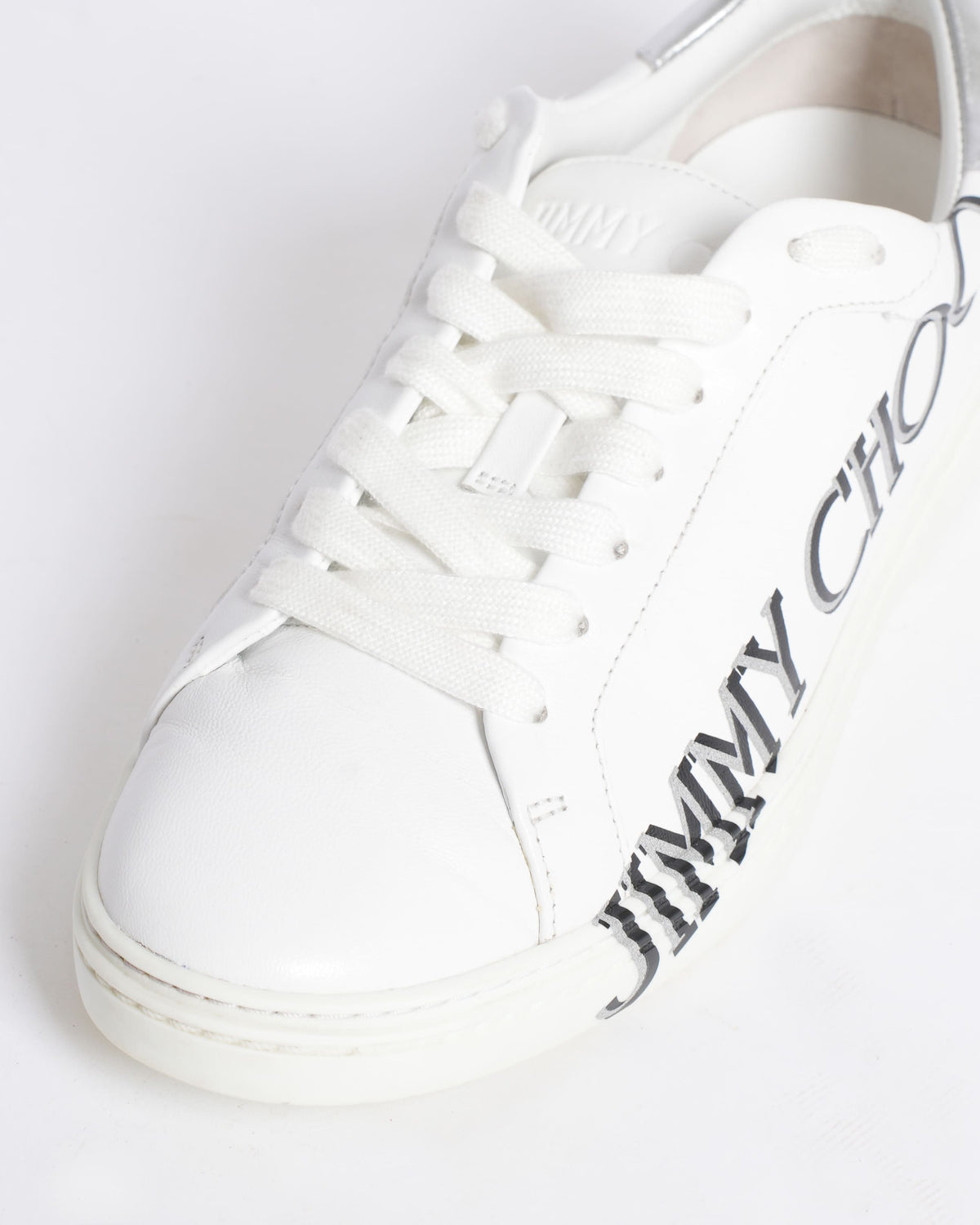 New Jimmy Choo White Lace-Up Sneaker
