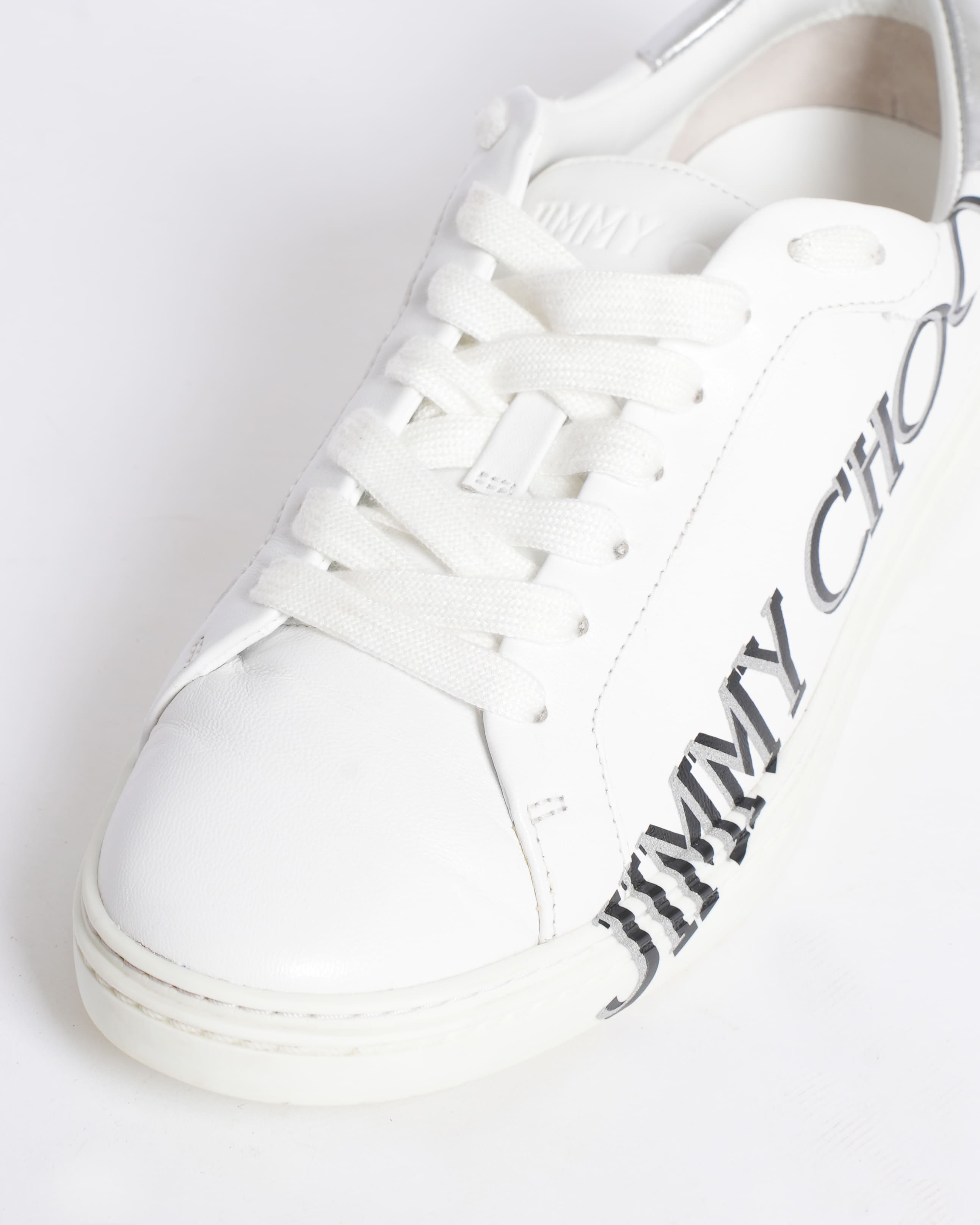 New Jimmy Choo White Lace-Up Sneaker