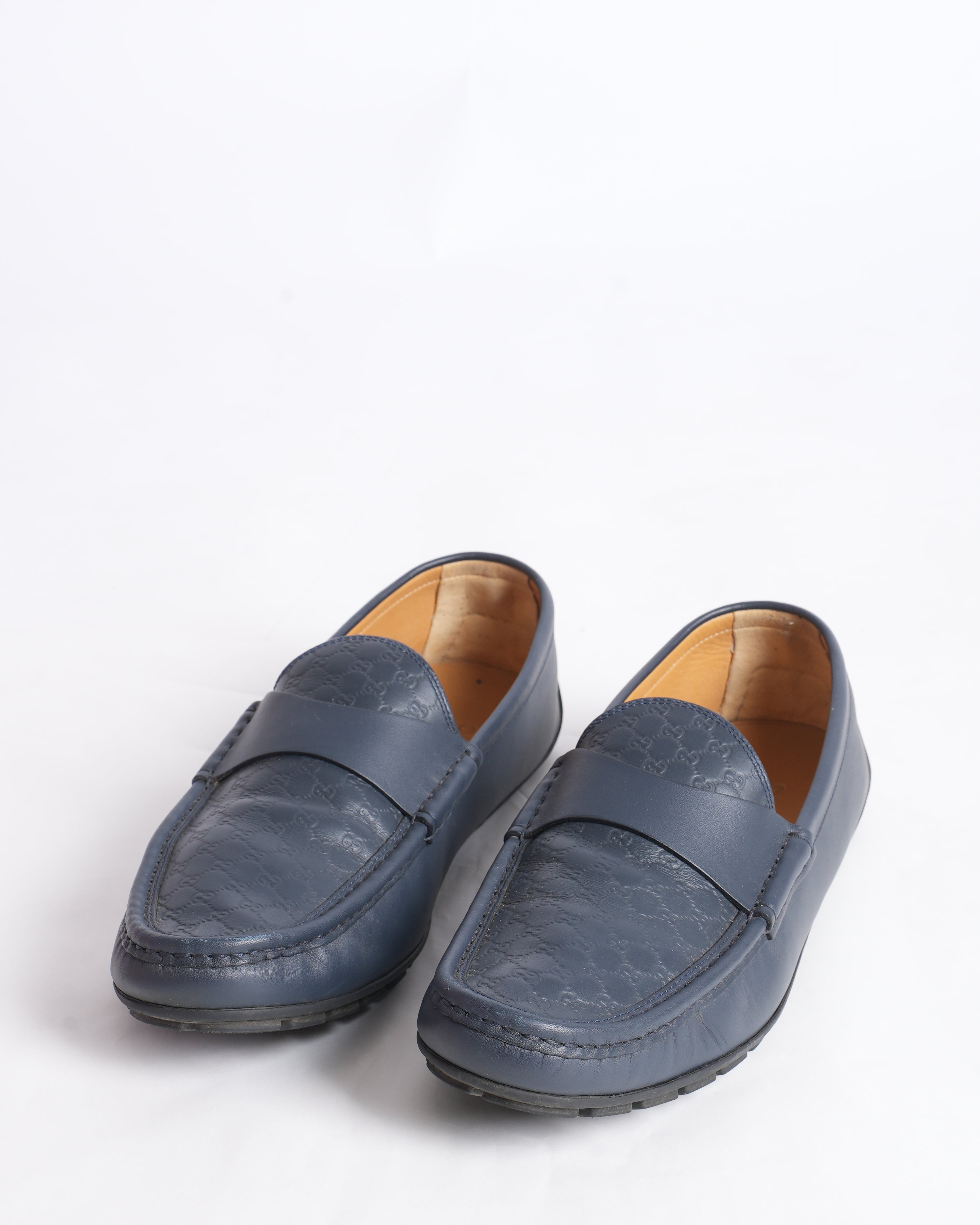 Gucci guccisima navy blue driver loafers