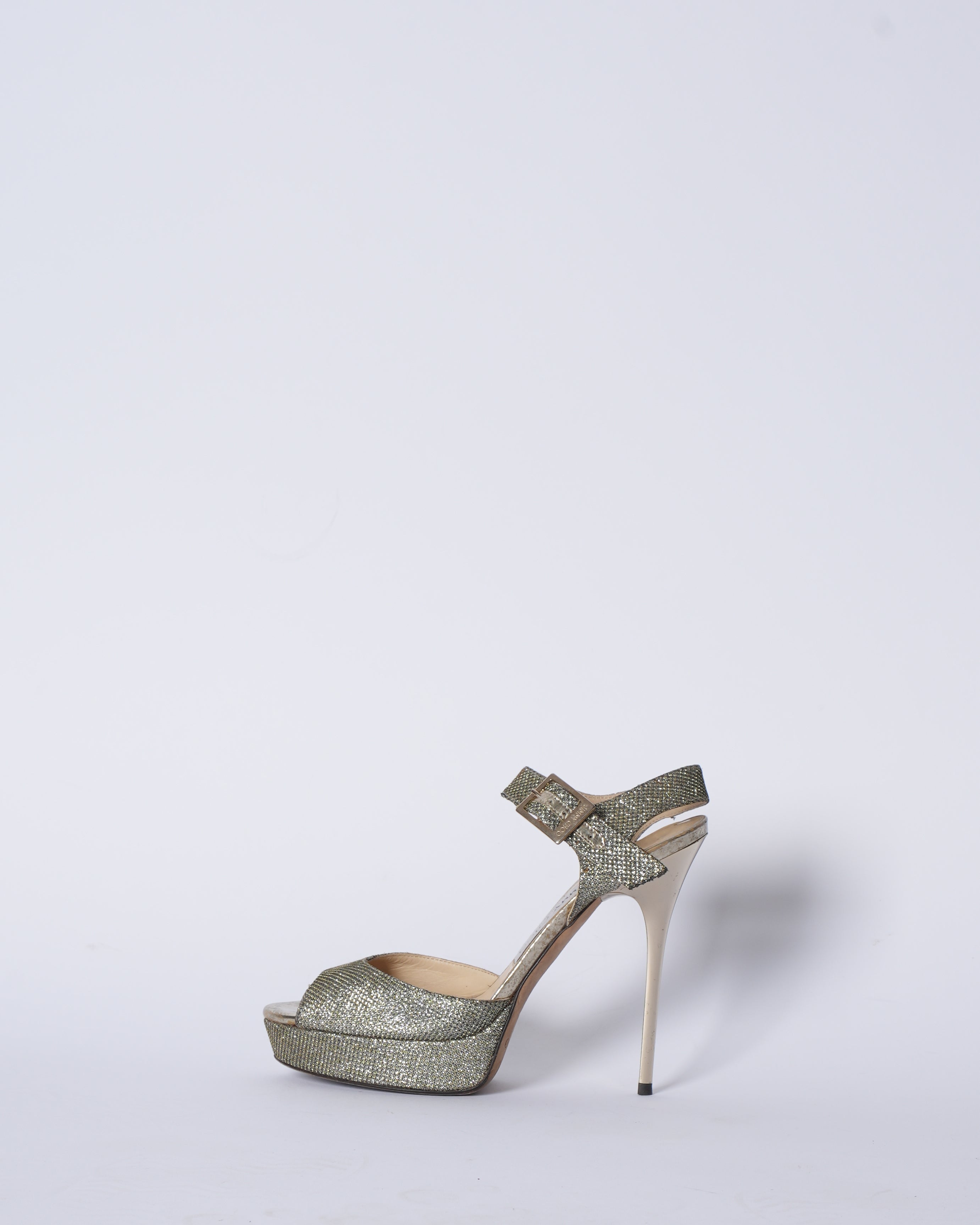 Jimmy choo metallic glitter slingback sandals