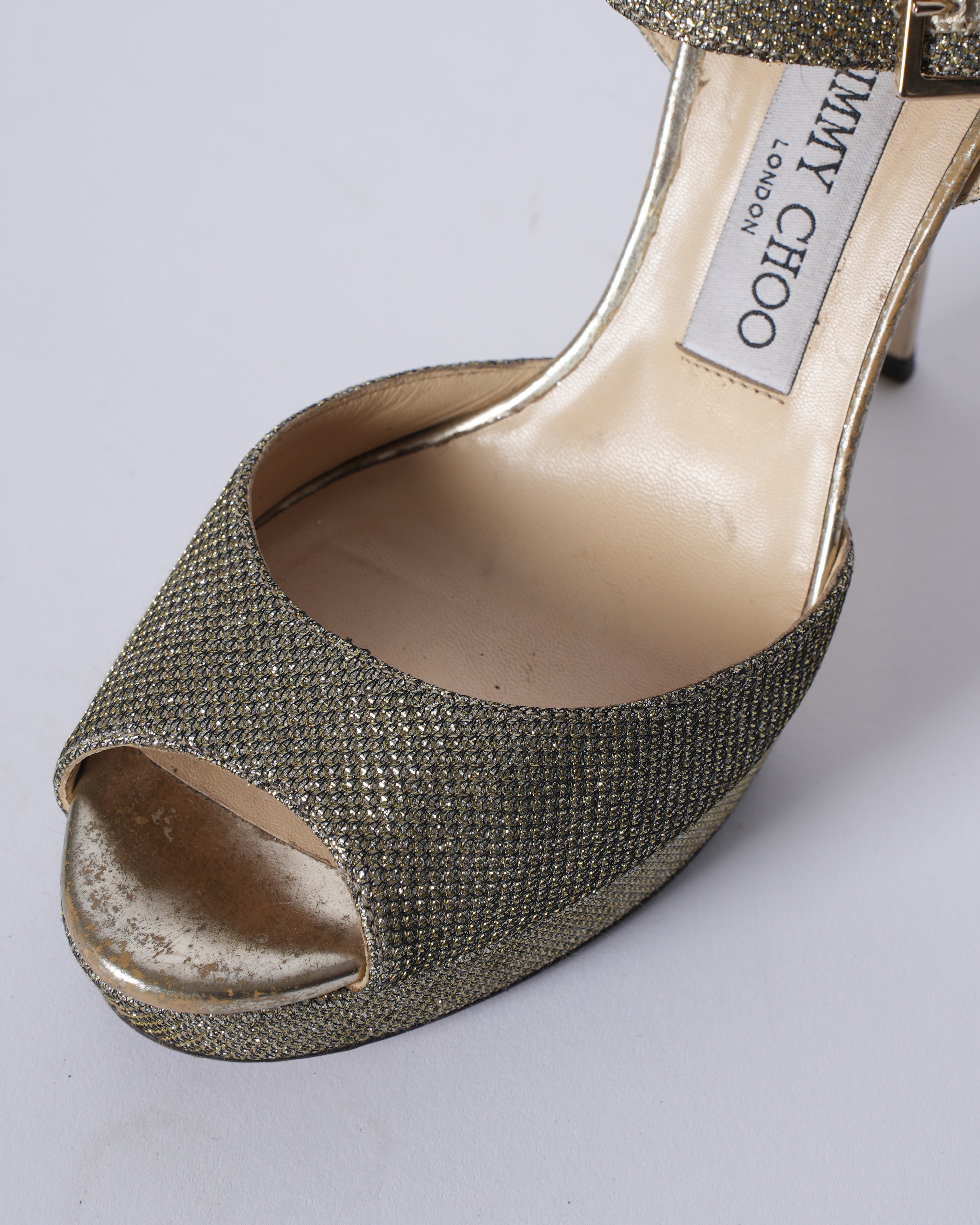 Jimmy choo metallic glitter slingback sandals