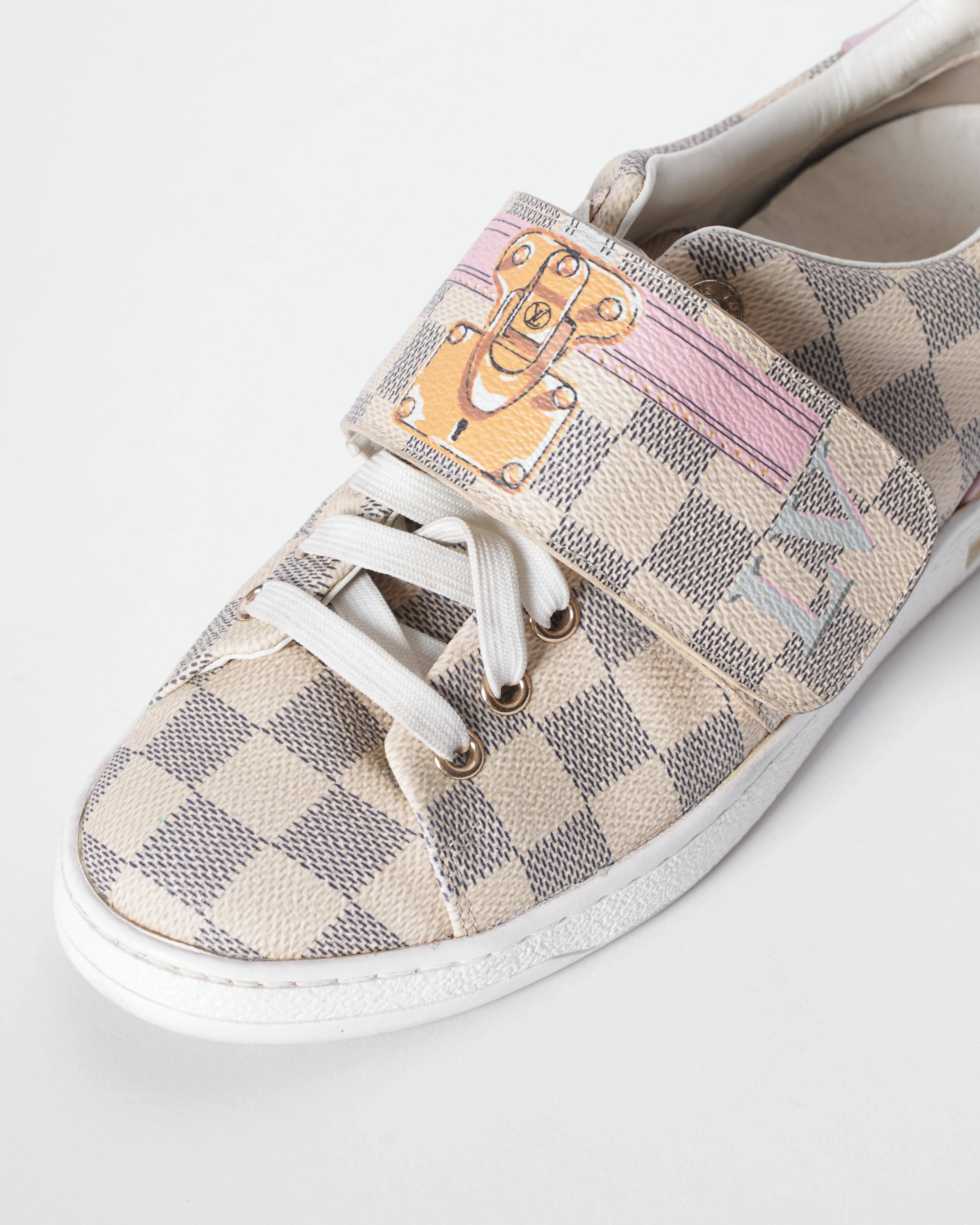 LV Grey & Pink Damier Azur Summer Trunk Sneakers