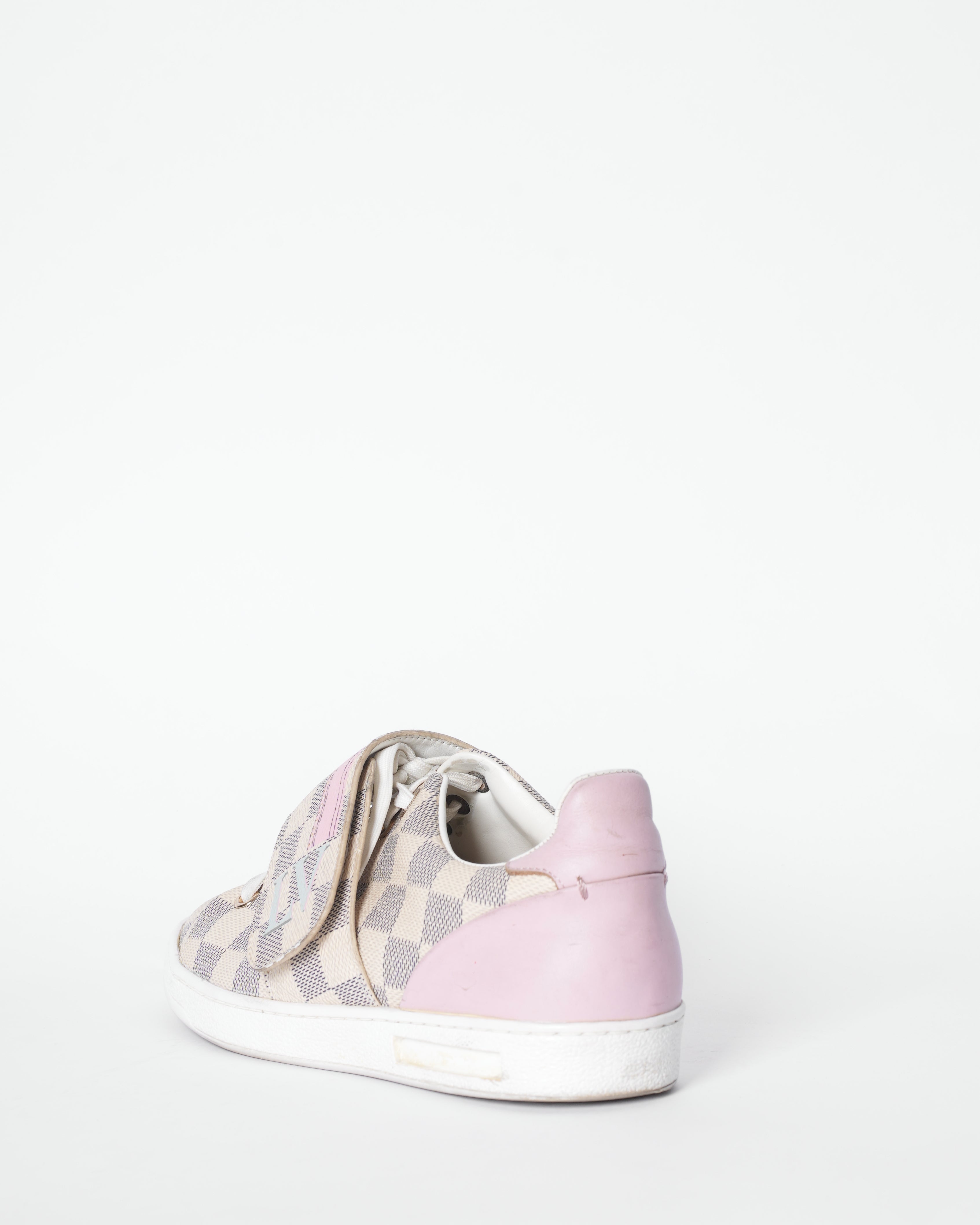 LV Grey & Pink Damier Azur Summer Trunk Sneakers