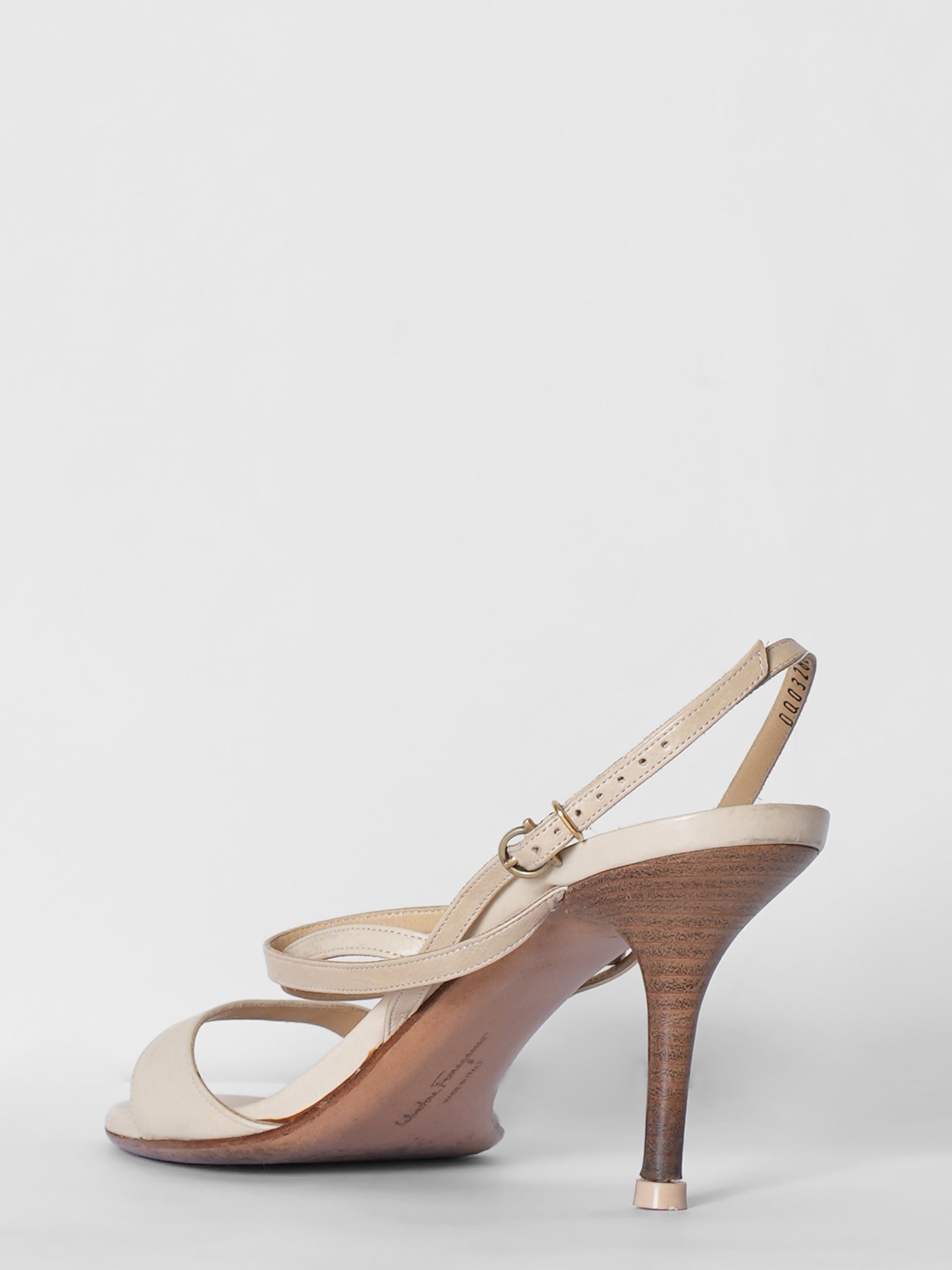 Salvatore Ferragamo Off-White Strappy Heels