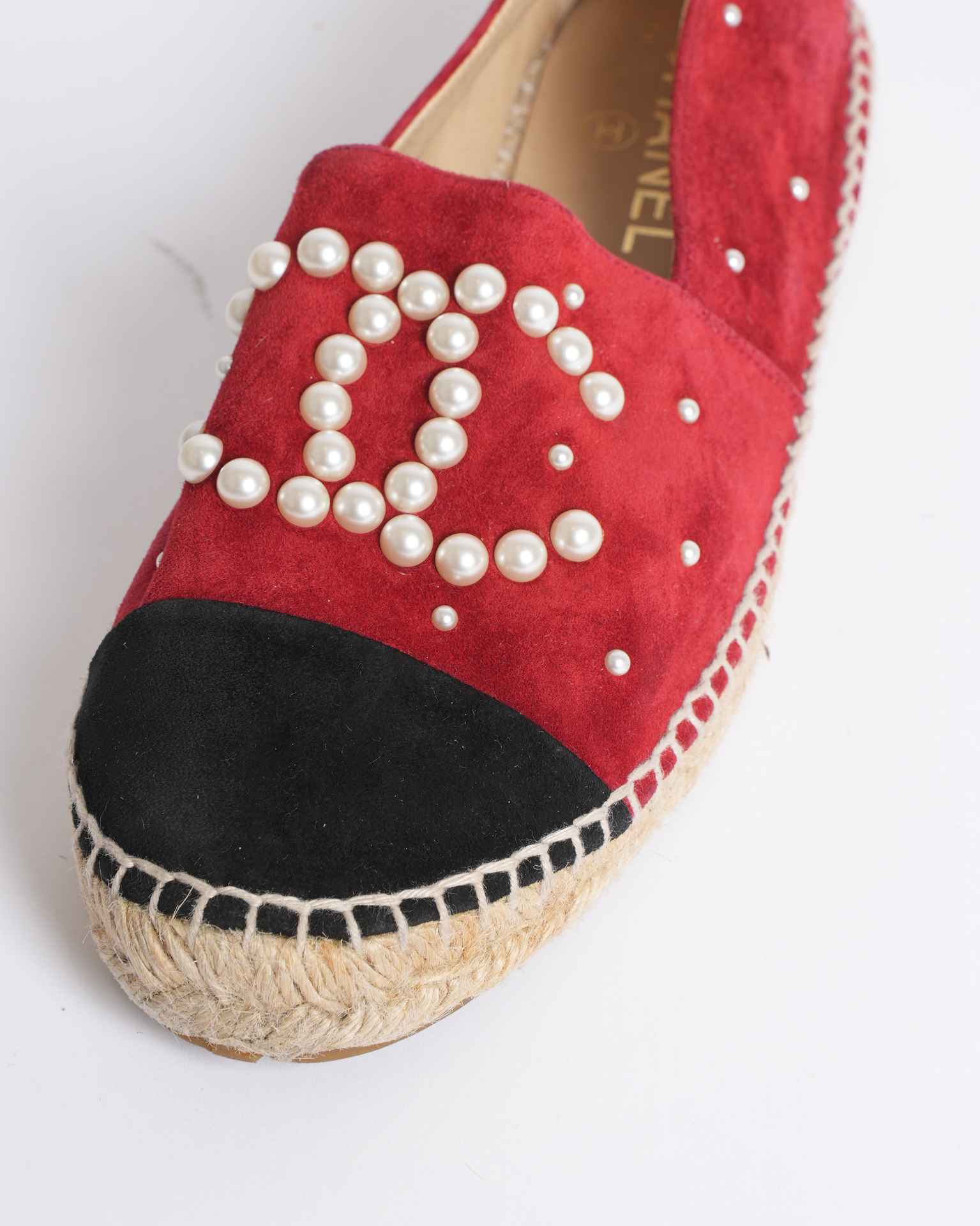 Chanel Suede Pearl CC Espadrilles