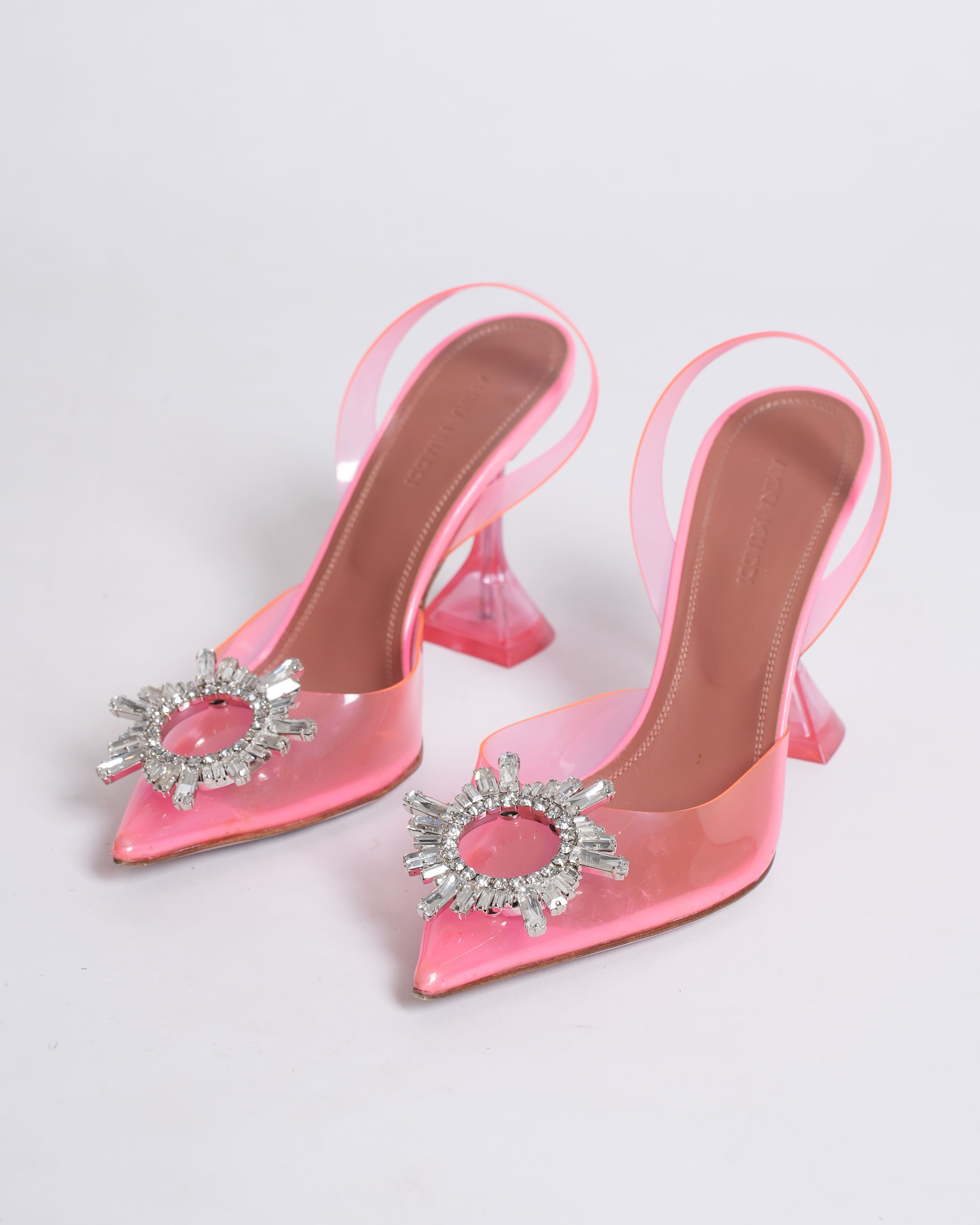 Amina Muaddi Begum Glass Slingback Heels