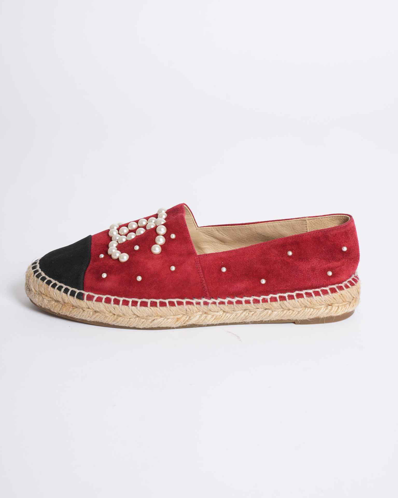 Chanel Suede Pearl CC Espadrilles