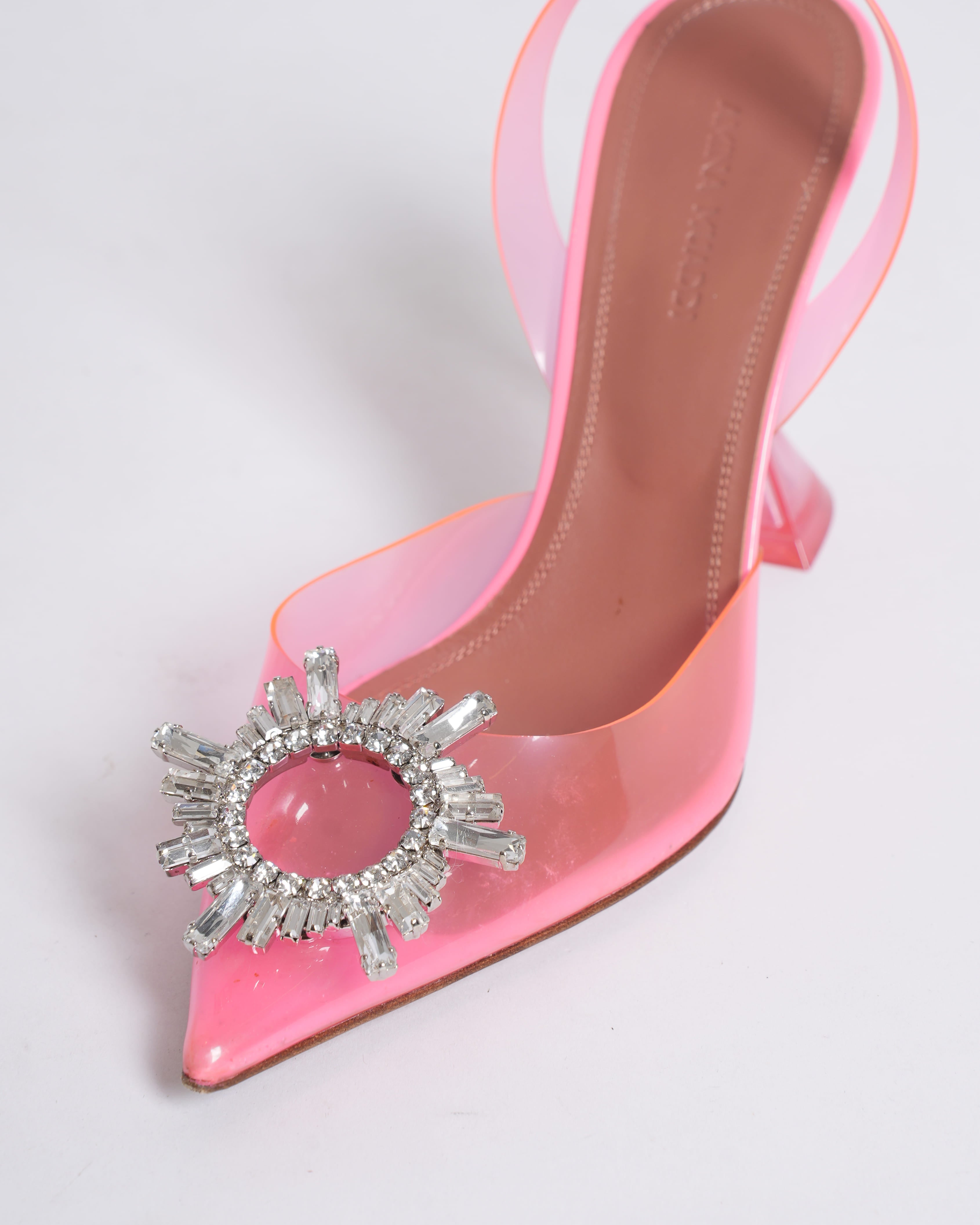 Amina Muaddi Begum Glass Slingback Heels