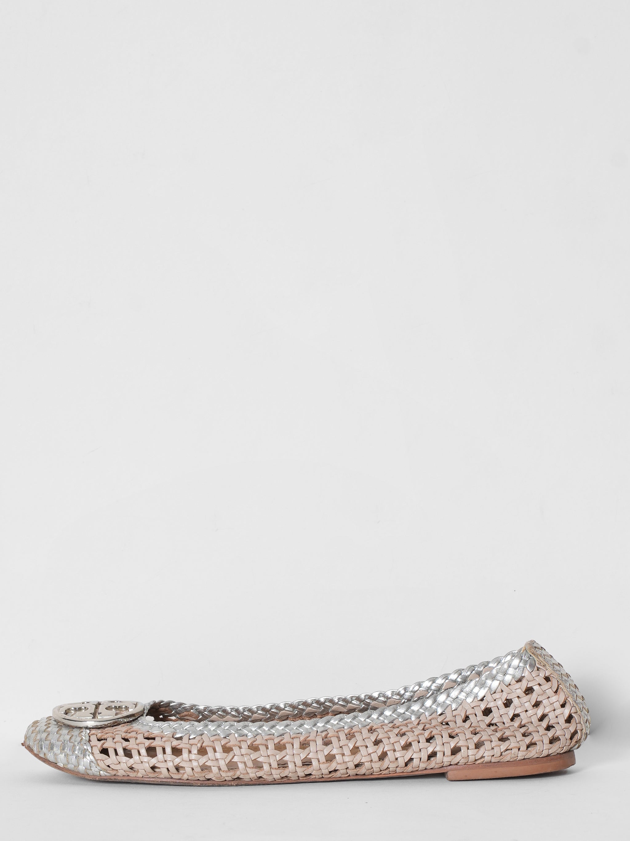 Tory Burch Chelsea Woven Mettalic Ballet Flats